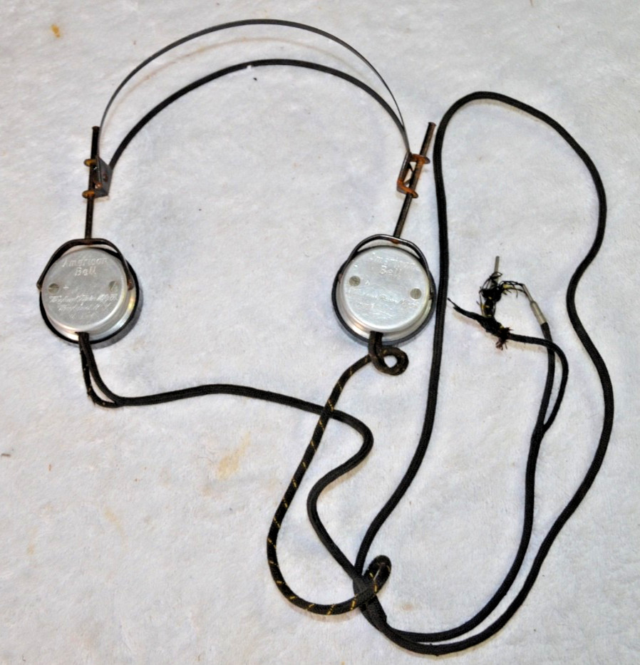 Vintage WWI American Bell Allied Radio Corp.  Headset Wayland NY  Radio