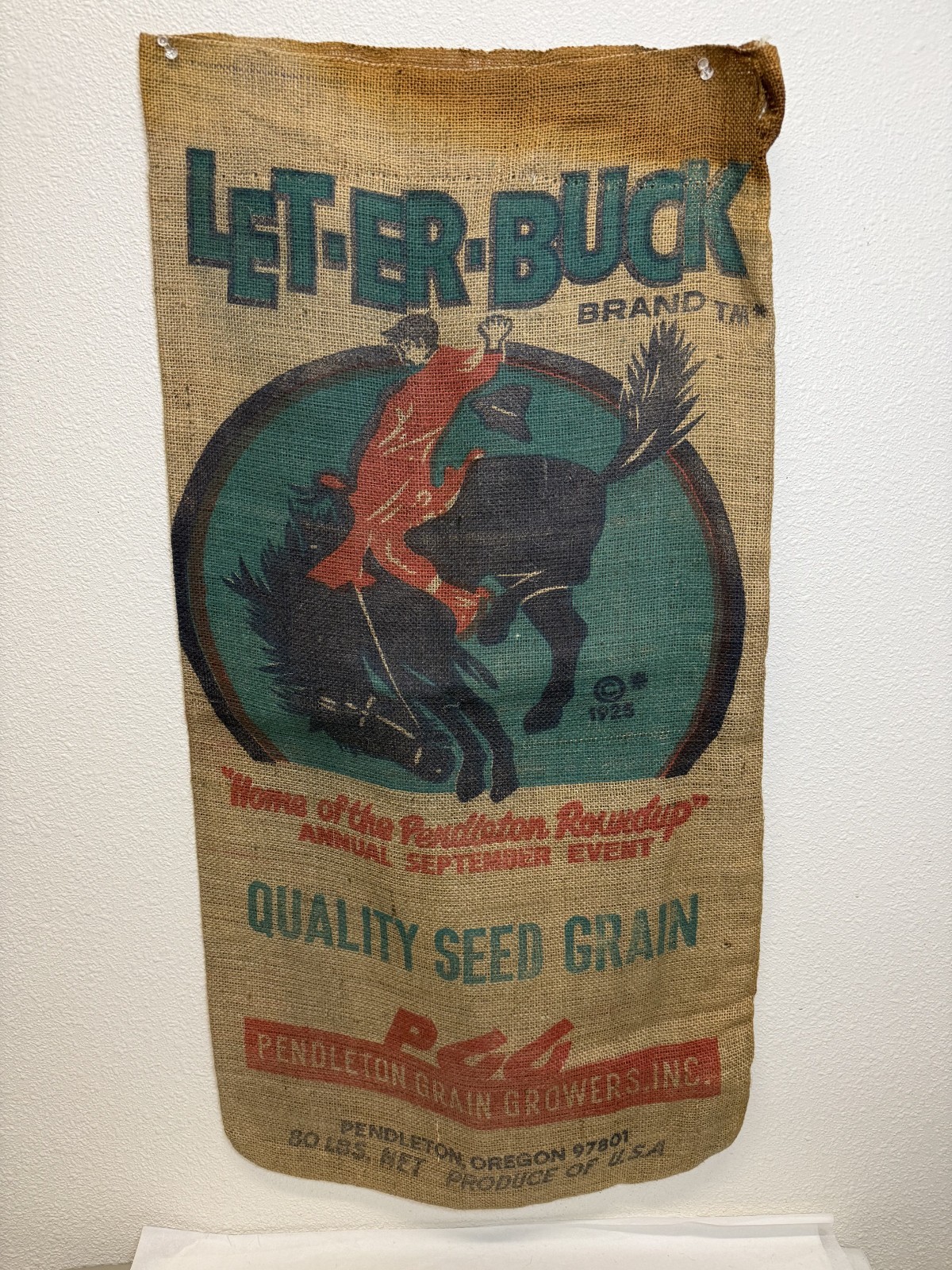 Vintage Burlap Seed Bag Pendleton Round-Up PGG  