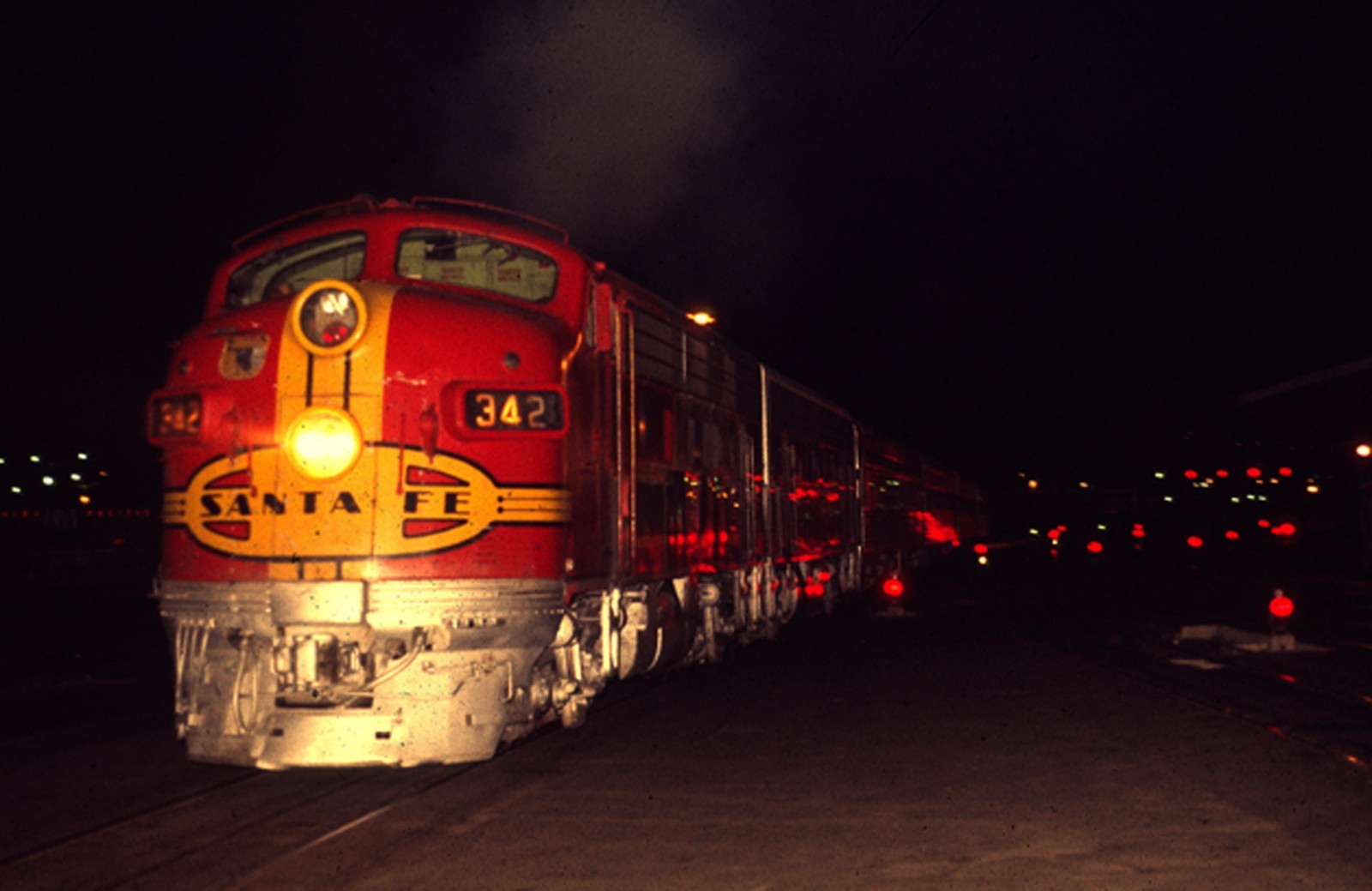 Santa Fe ATSF EMD F7 342 with the San Diegan at LAUPT in March of 1971 11 x 14