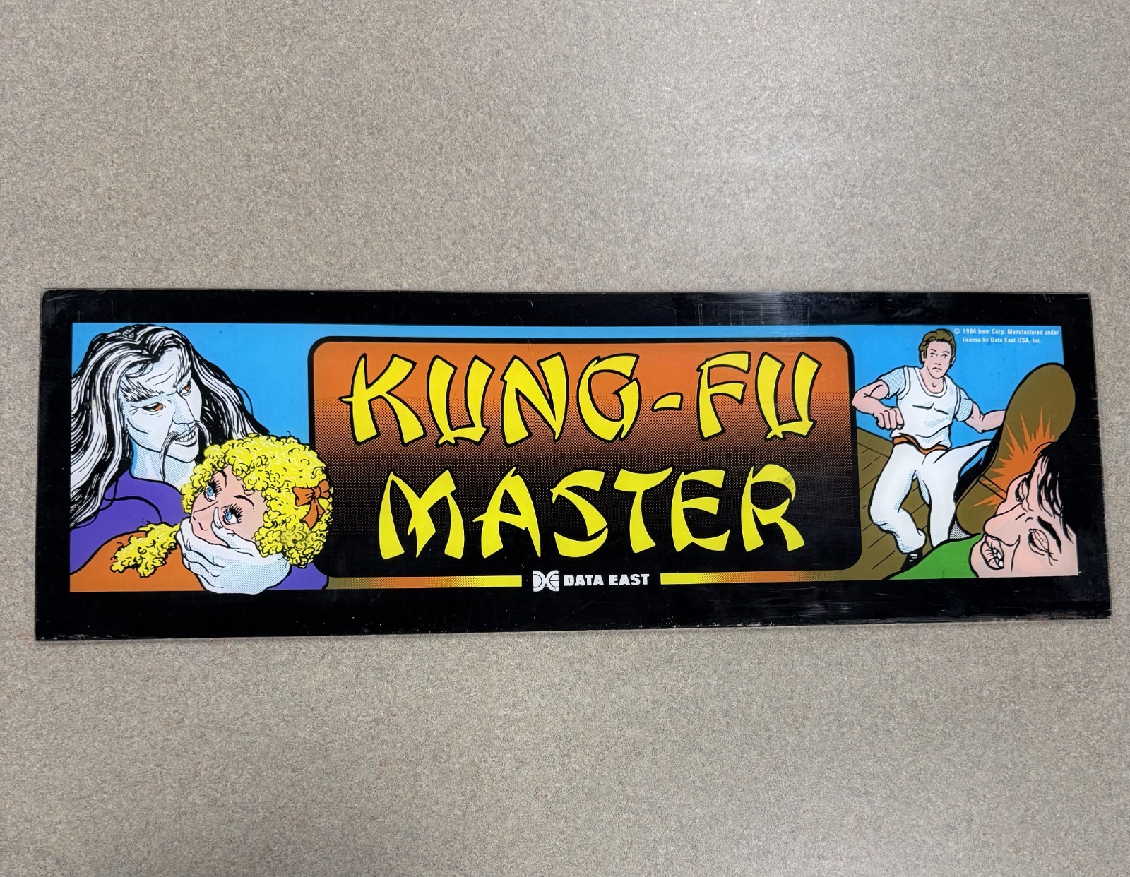 Kung Fu Master Arcade Marquee Data East. Original