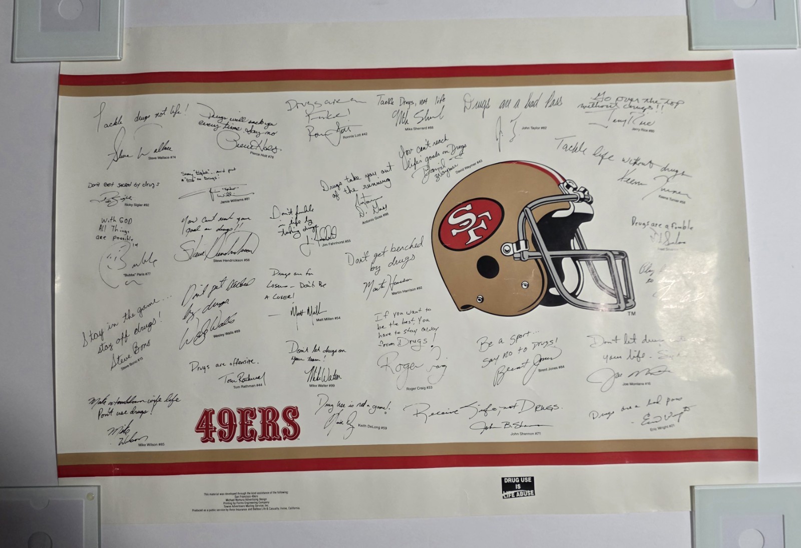 VINTAGE 1980s SF 49ers Anti Drug Poster RARE Jerry Rice Steve Young Joe Montana 