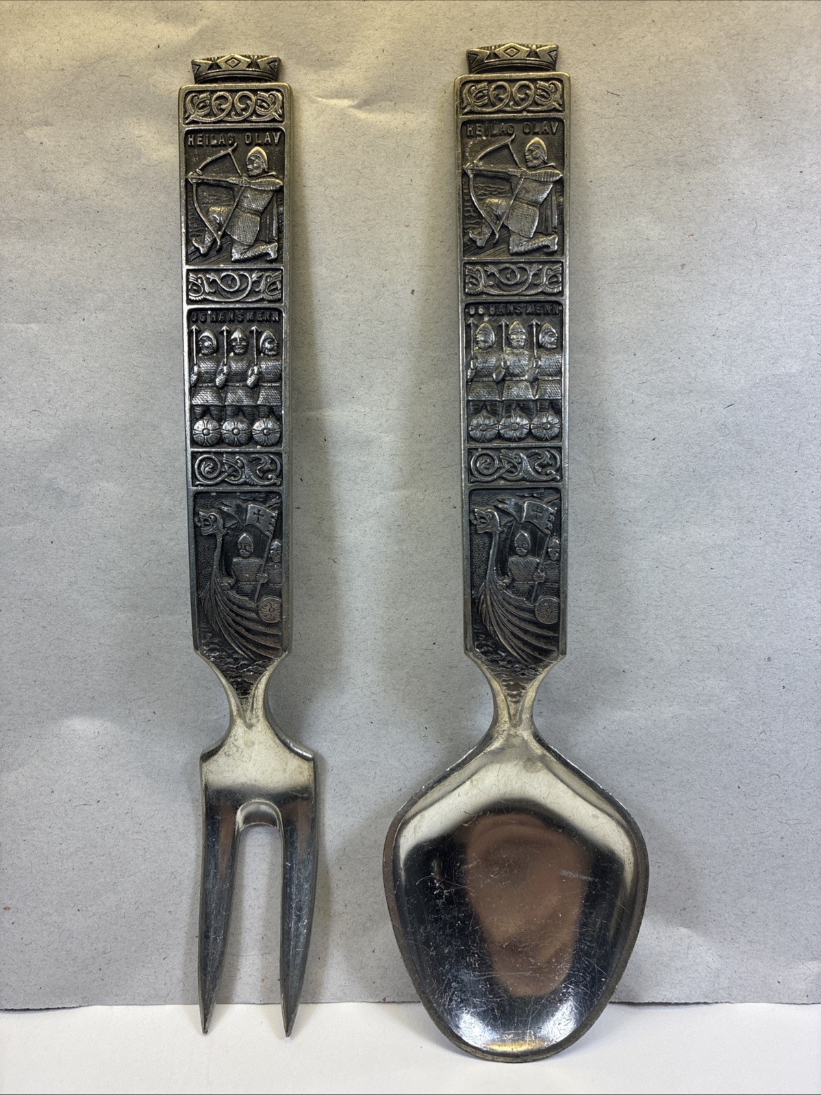 Vintage Konge Tinn Royal Pewter Salad Serving Set