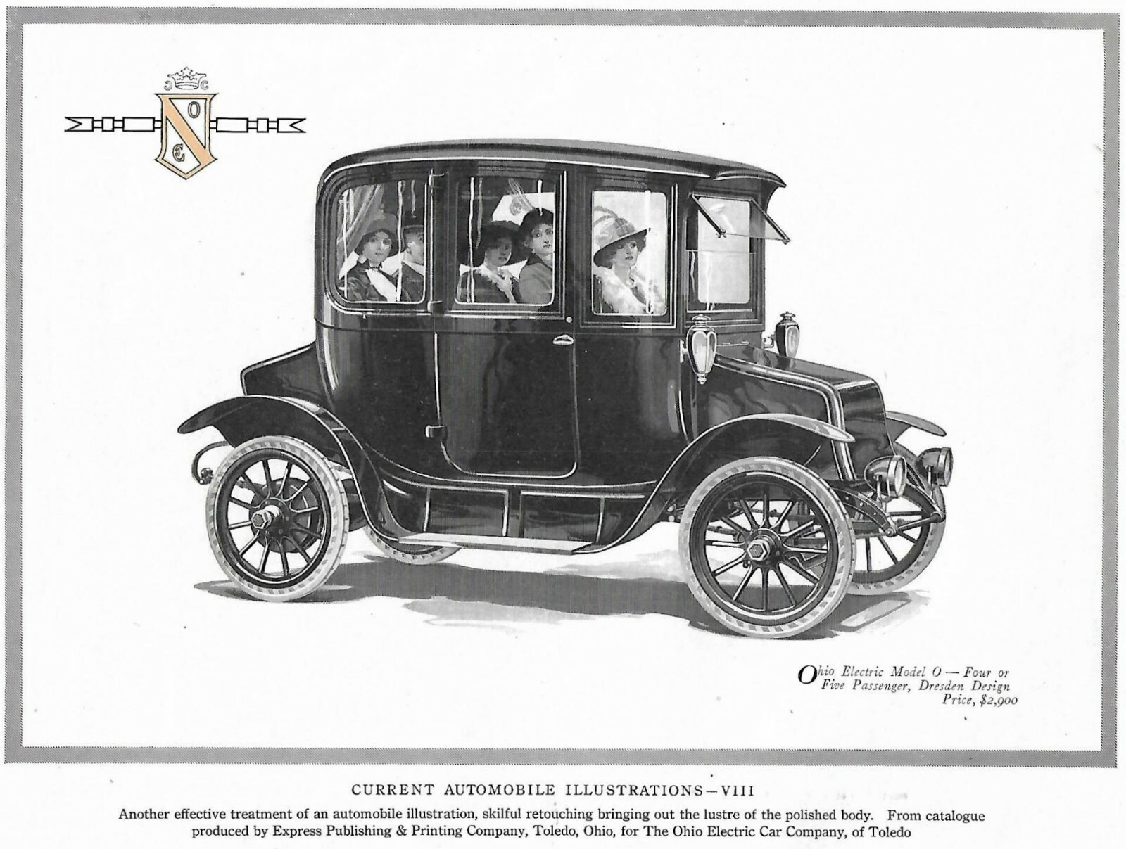 1913 DETROIT ELECTRIC MODEL 42 / OHIO ELECTRIC Model O Dresden reverse Art Print