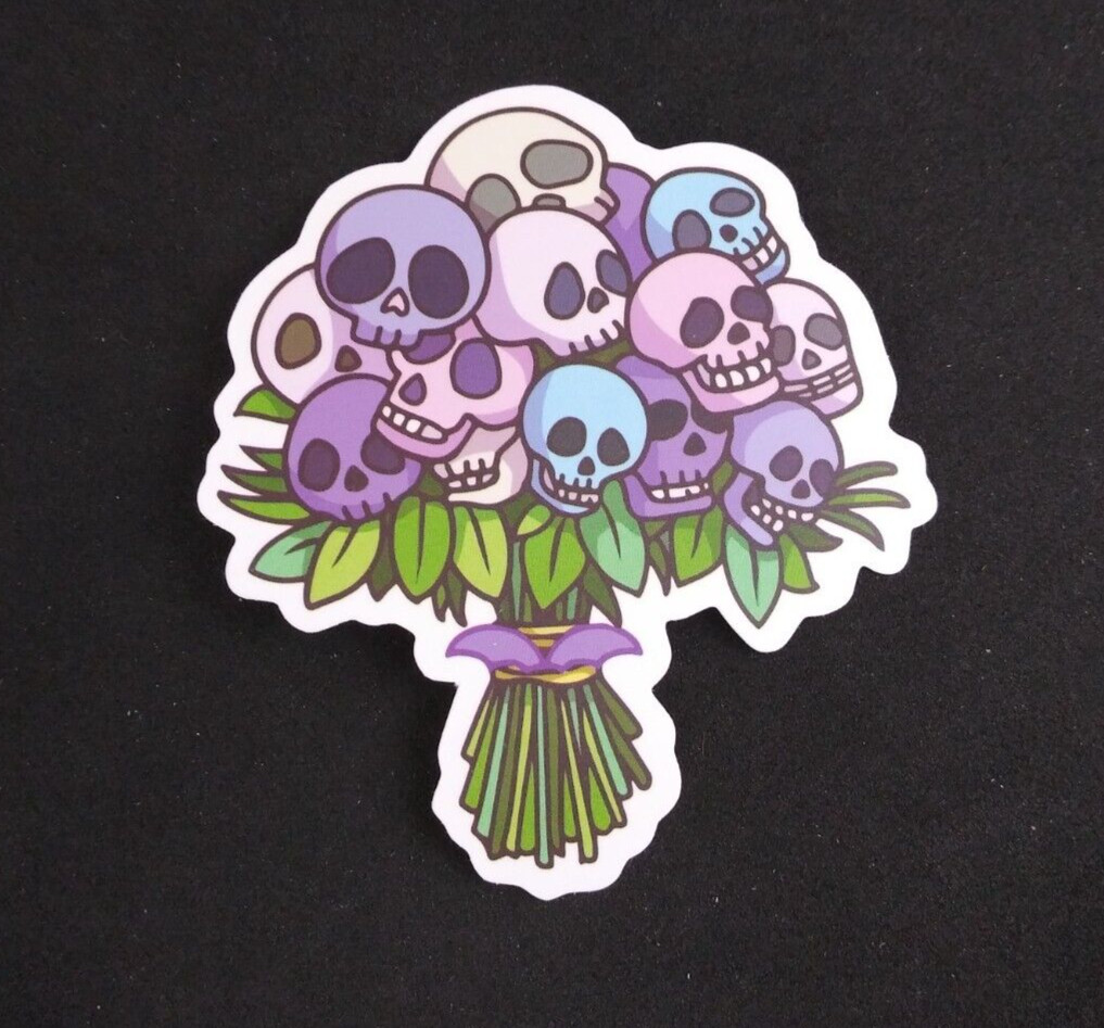 Gothic Bouquet Of Colorful Skulls Sticker 2 5/8\