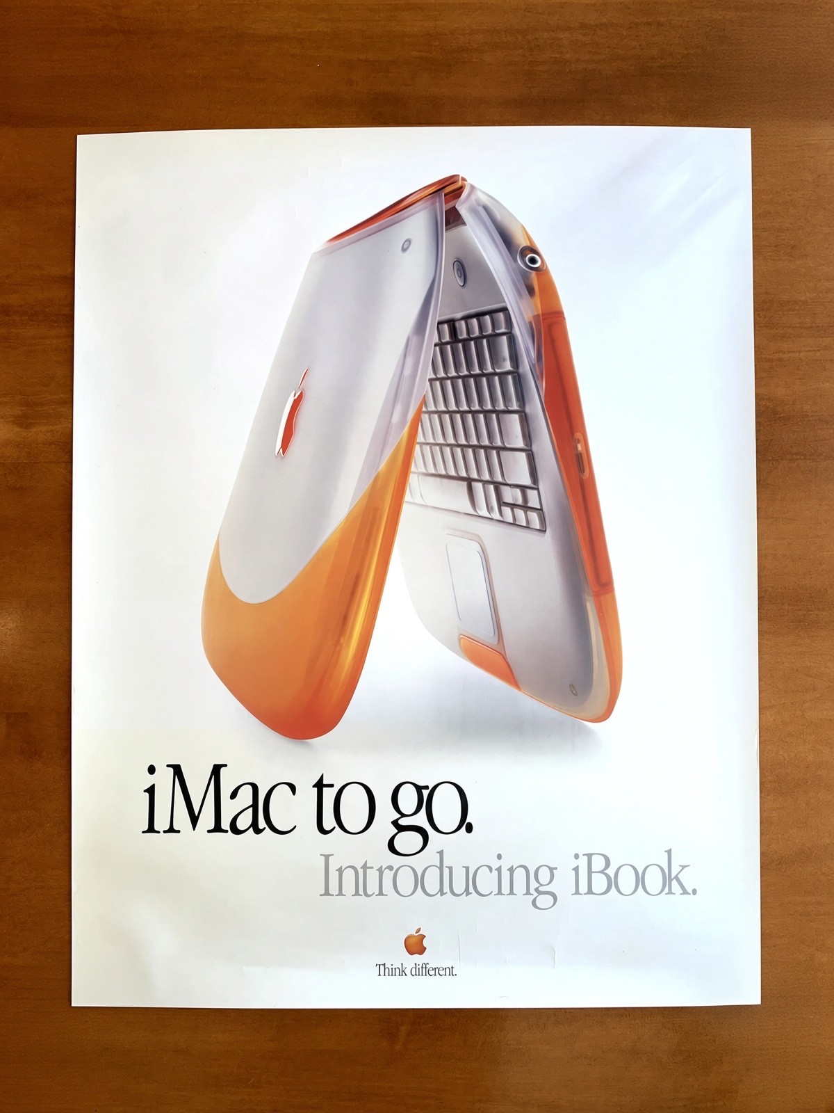 1999 Apple iBook Tangerine Orange Computer Poster 22 x 28 NEW OLD STOCK