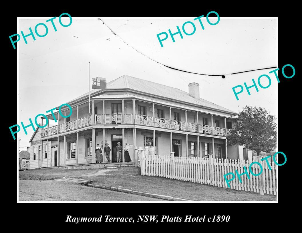 OLD LARGE HISTORIC PHOTO OF RAYMOND TERRACE NSW, PLATTS HOTEL c1890