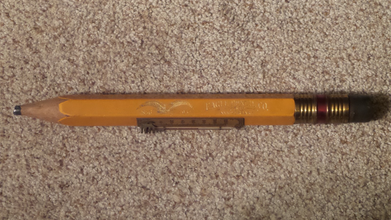 Vintage Figural 1856-1931 Eagle Pencil Co Store Advertising Desk Thermometer 13\