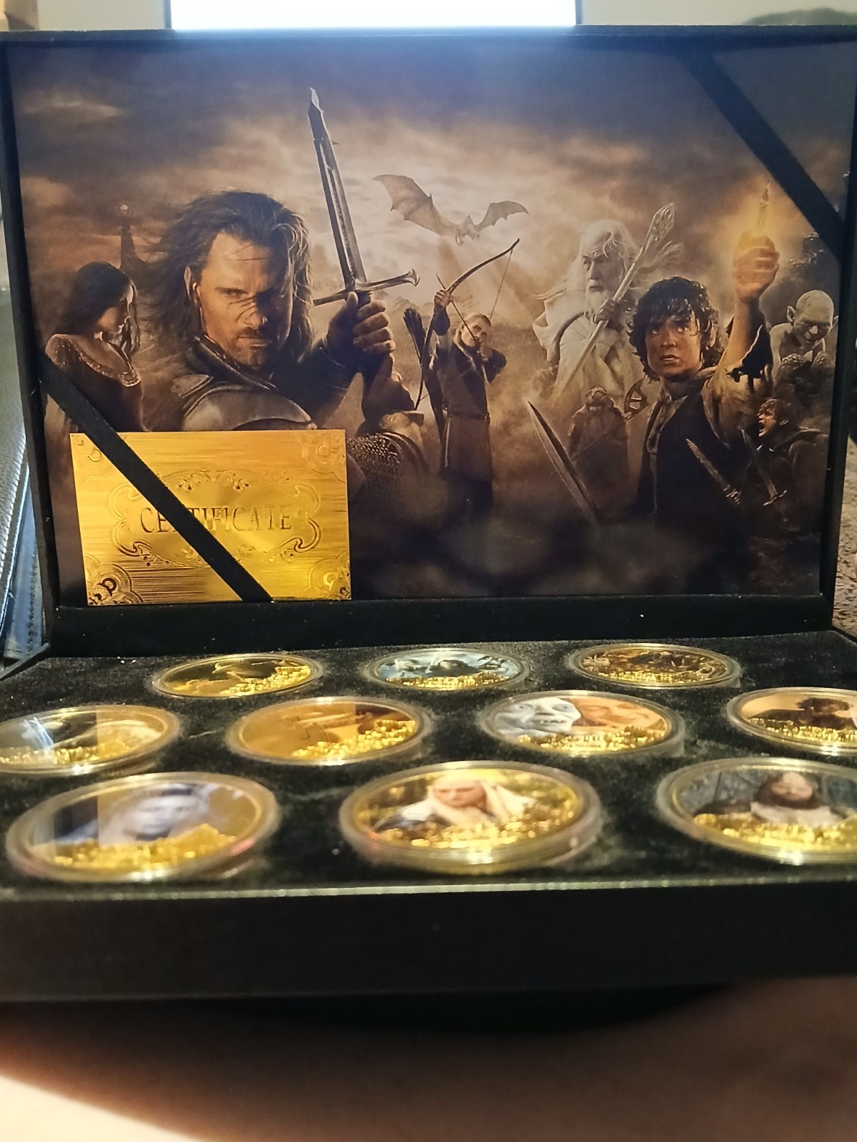 Lord of the rings 10 coin set 24 karat gold-plated in case