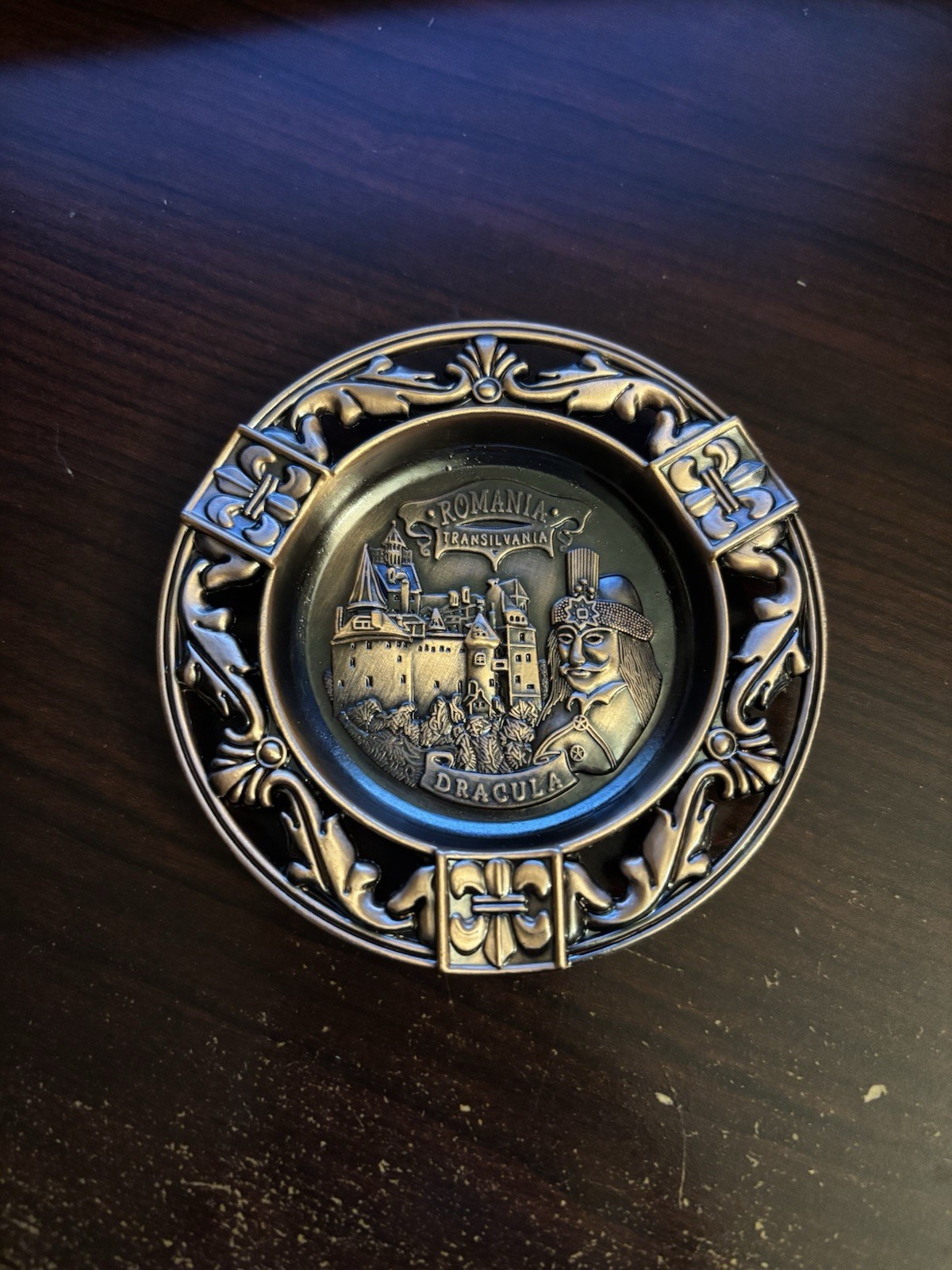 Vampire Dracula Bran Castle Transylvania Romania Metal Ashtray Gothic Souvenir