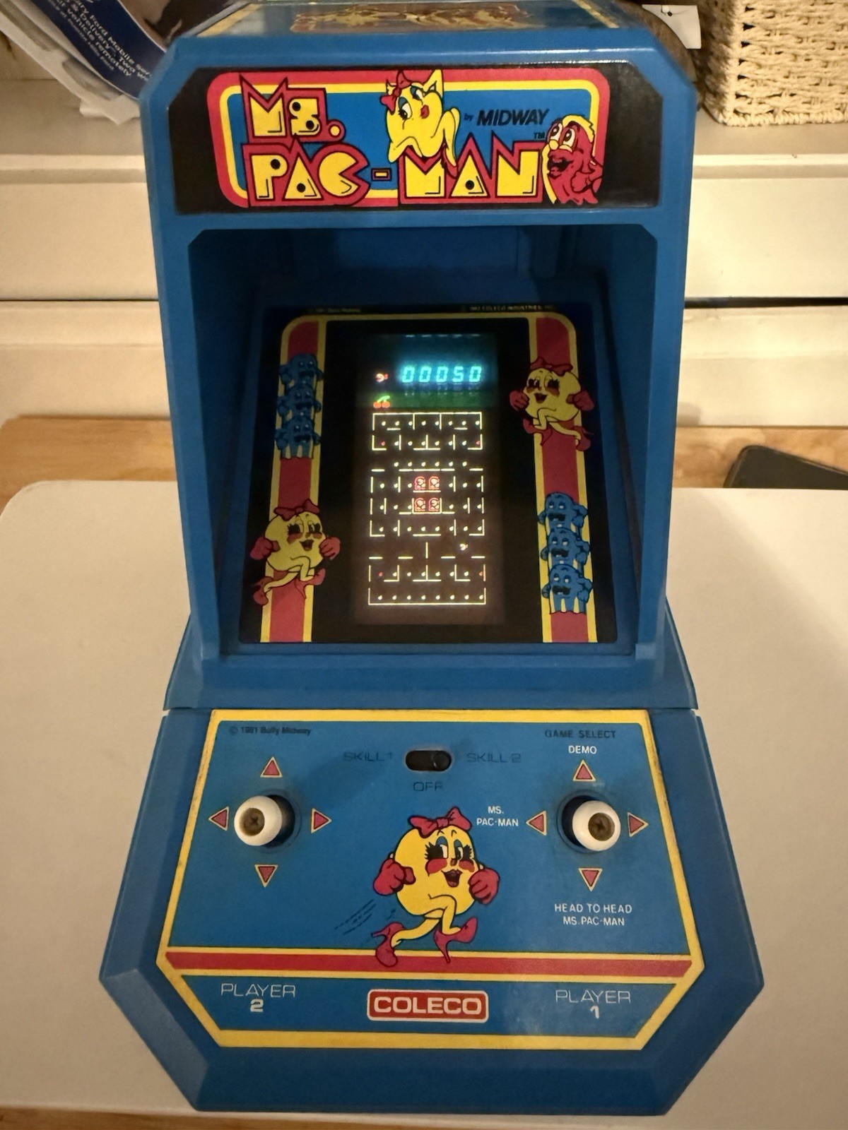 Vintage 1981 Coleco Ms. PAC-MAN Tabletop Mini Arcade Game Midway Very Near Mint