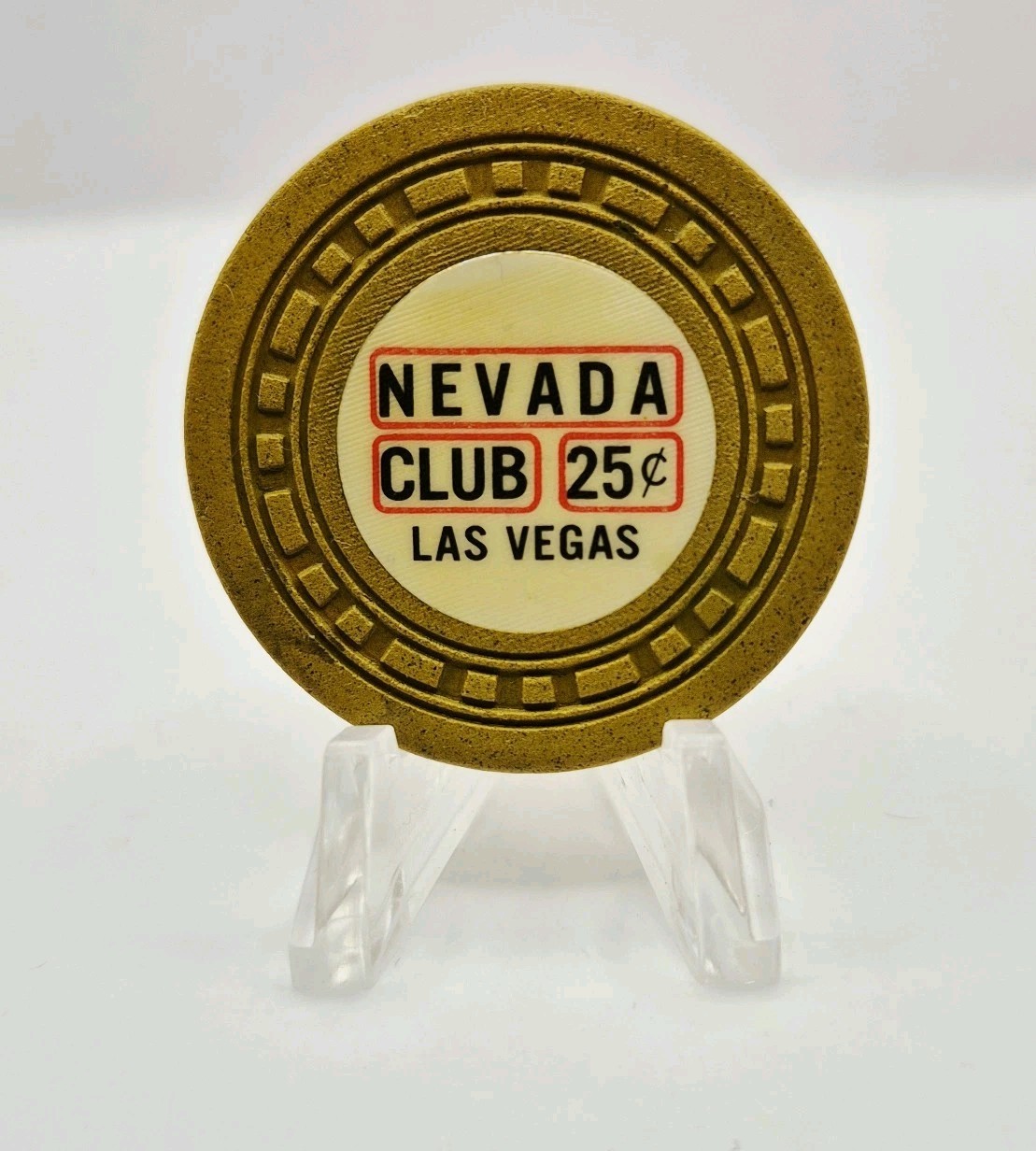 Nevada Club LV Nevada 1962 $.25 Casino Chip N6890.1 *Thick Red Line *Circulated 