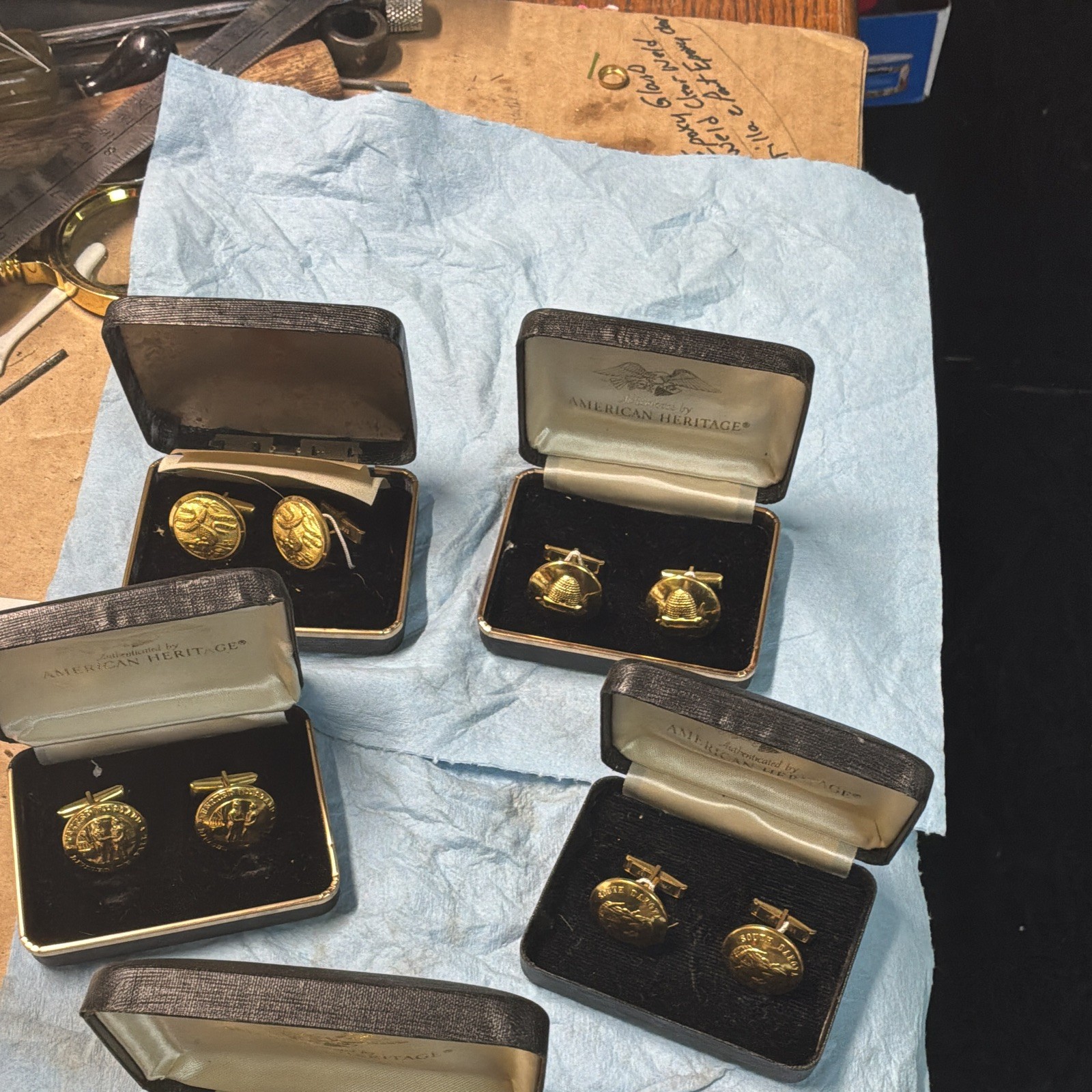 5 Sets of American Heritage Civil War Commemorative. Cuff Links, Buttons