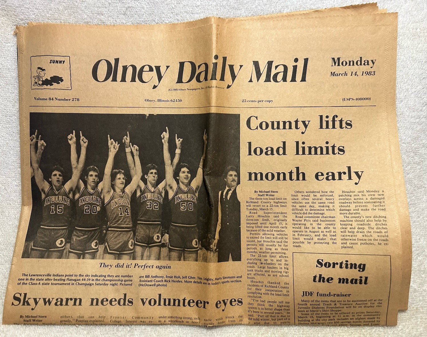 1983 Newspaper Lawrenceville Wins 2nd Straight  Illinois State Basketball Title
