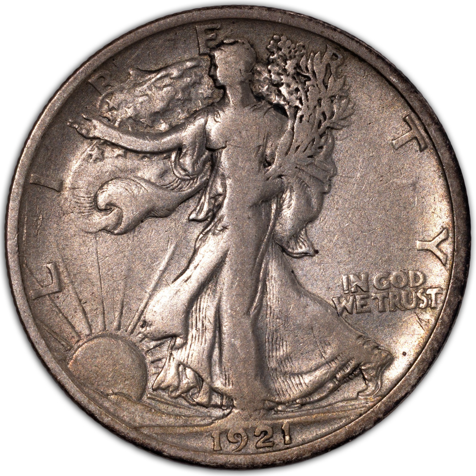 1921-D Denver Walking Liberty Silver Half Dollar 50C Very Fine