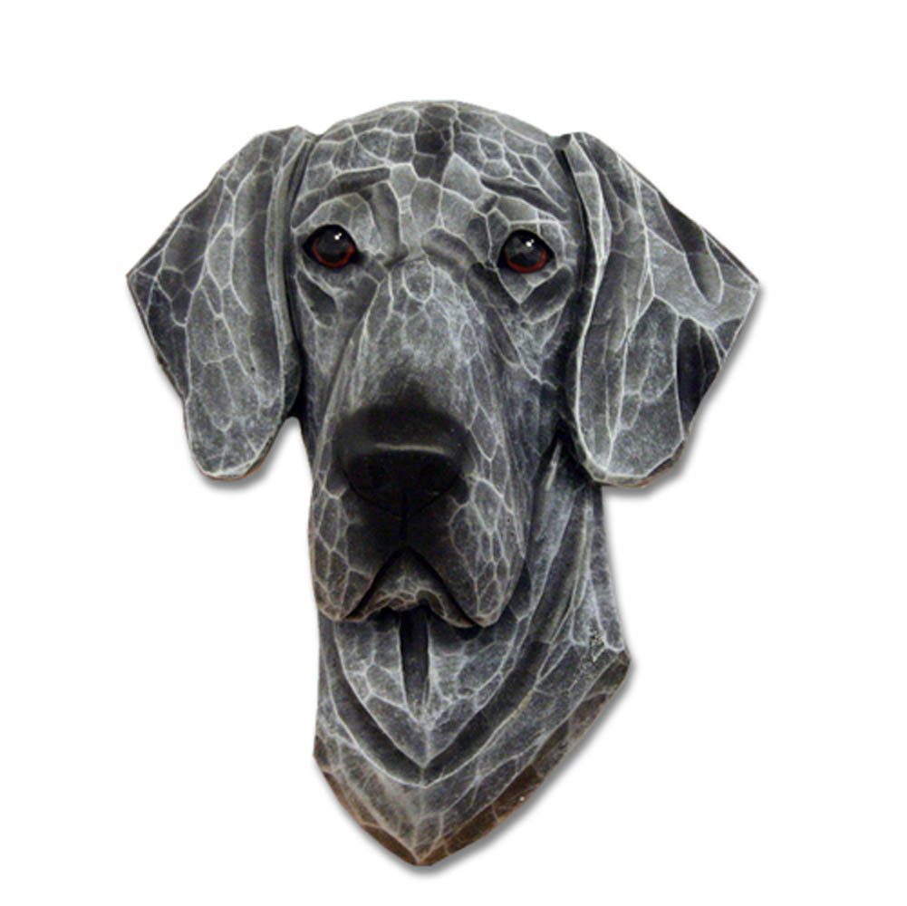 Great Dane Head Plaque Figurine Blue Uncropped