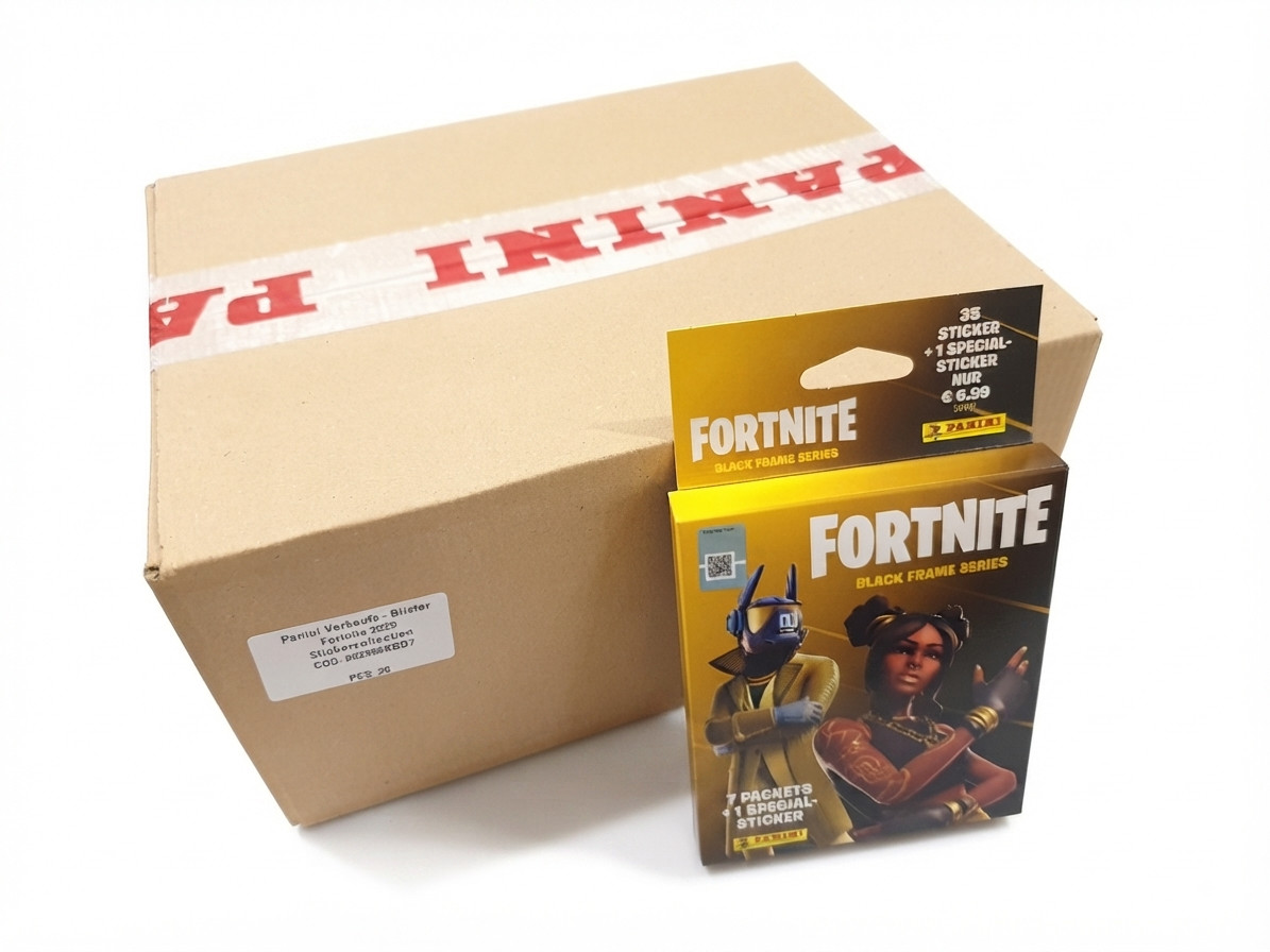 1 x Case Panini Fortnite Reloaded - Black Frame Sticker Blister - 2020 RARE 