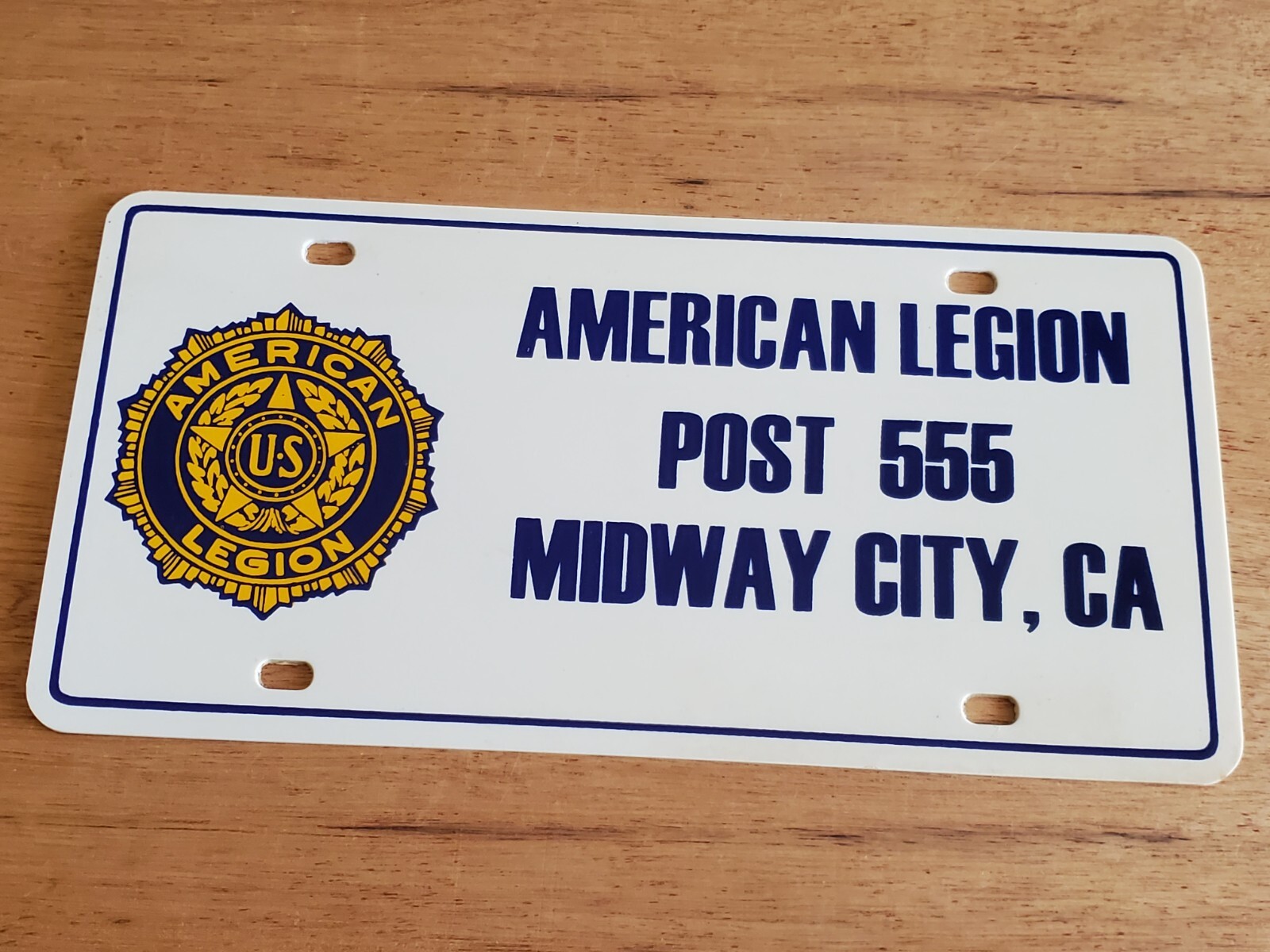 License Plate MIDWAY CITY, CA American Legion Post 555 Vintage Plastic