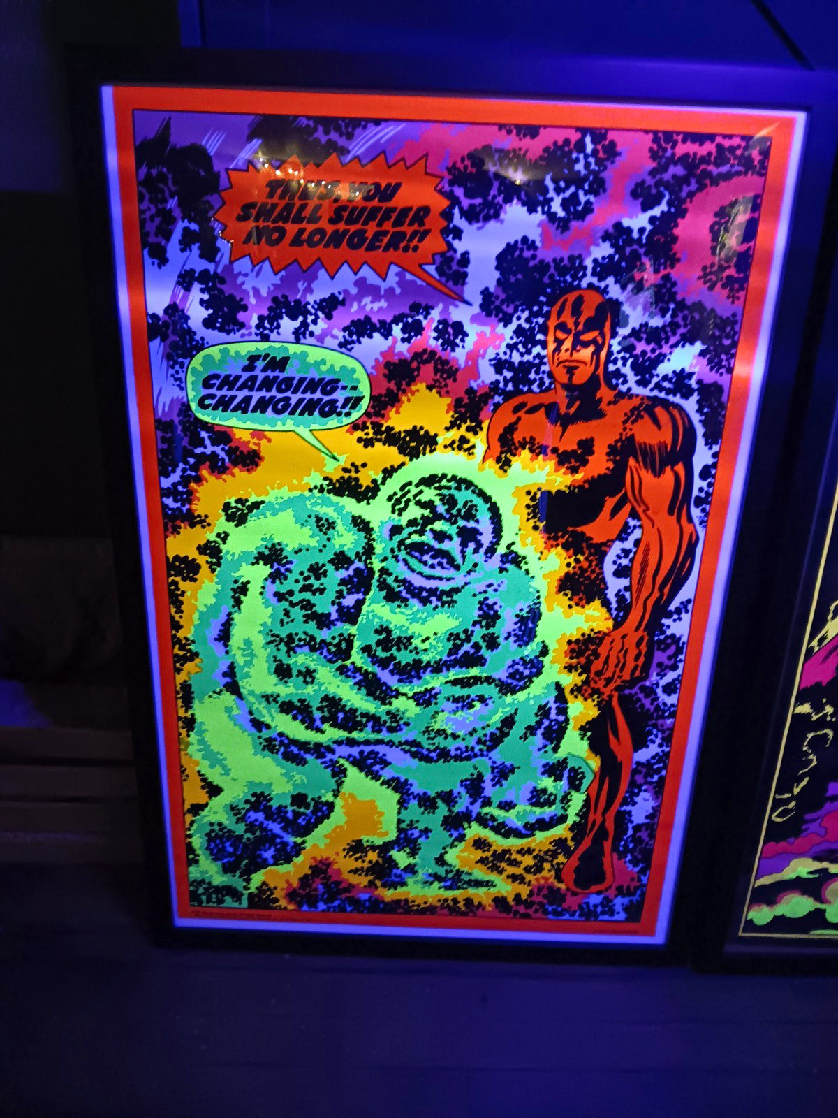 Original 1971 Marvel Comics Blacklight Poster,  Silver Surfer Im Changing..