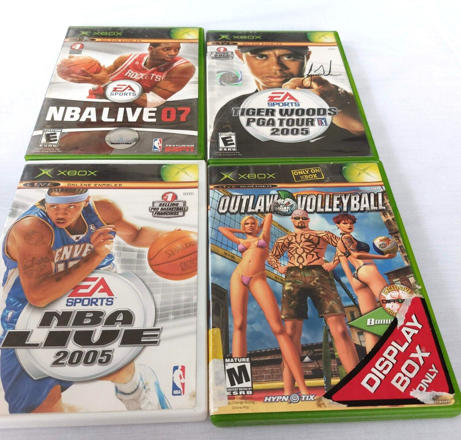 LOT 4 Tiger Woods PGA Tour 2005, Outlaw Volleyball, NBA Live 07, NBA Live 5 Xbox