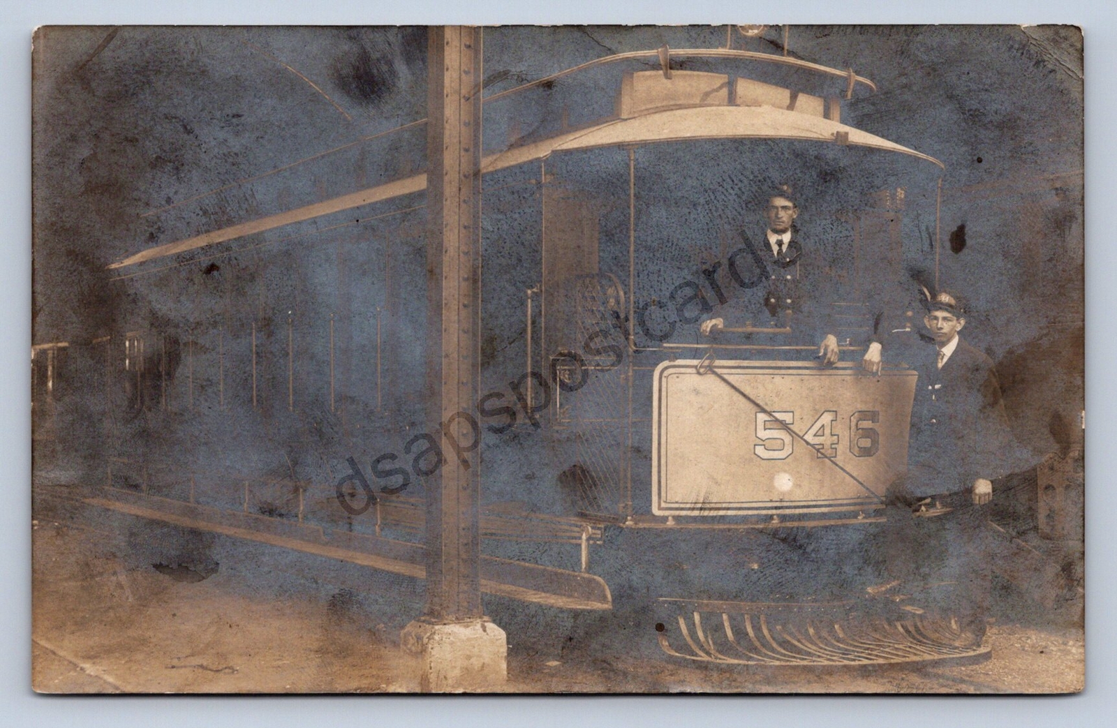 K2/ Indianapolis Indiana RPPC Postcard c1910 Trolley Interurban Conductor 423