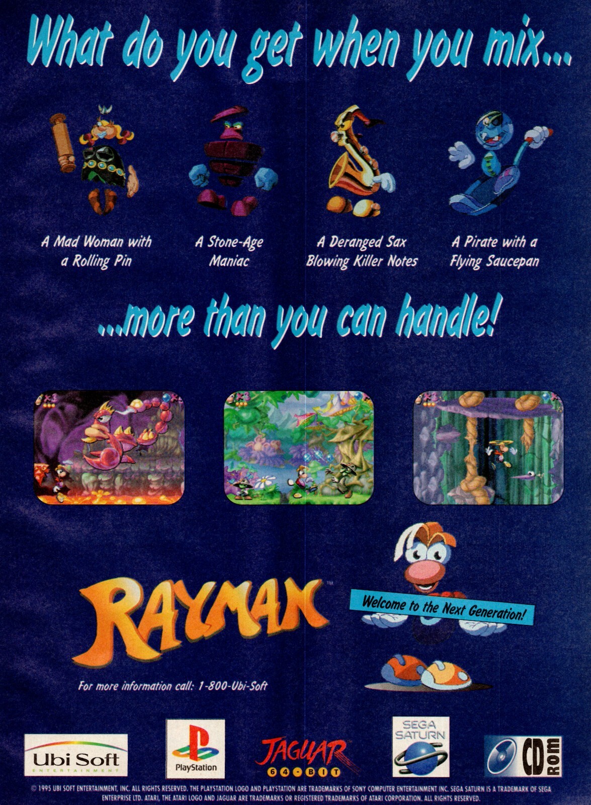 1995 Rayman Ubi Soft Game Vintage Full Page Magazine Print Ad 8x11