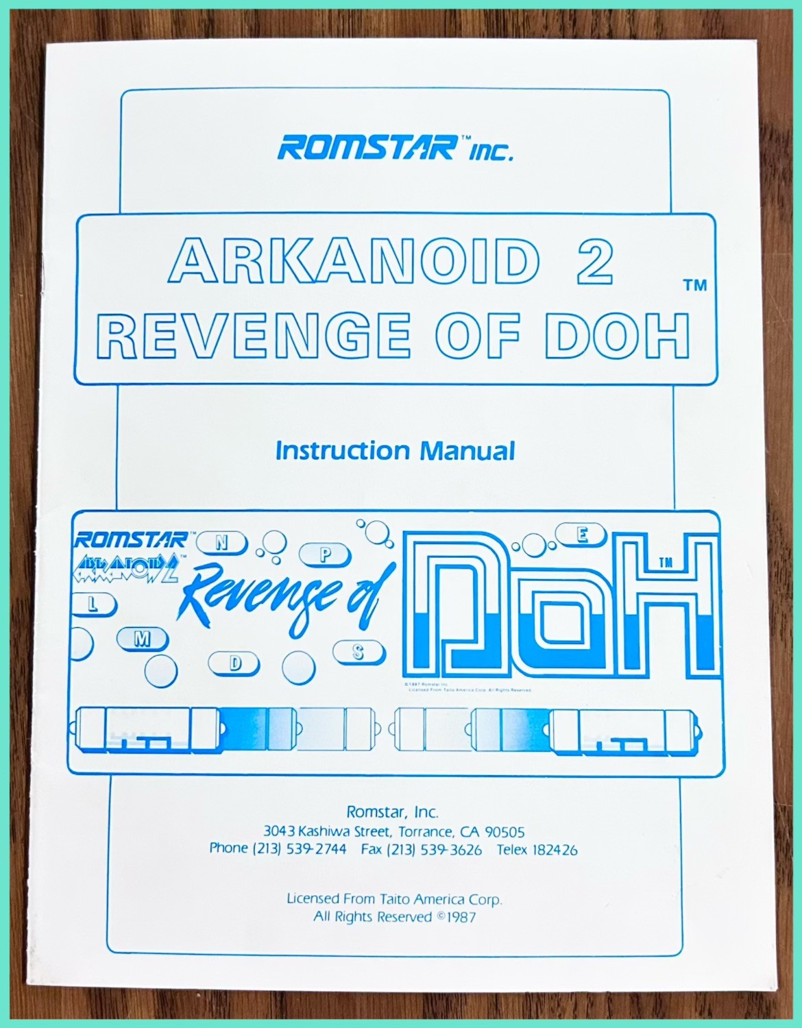 ARKANOID 2 Revenge of DOH Instruction Manual ROMASTAR Game 1987 Vintage #74