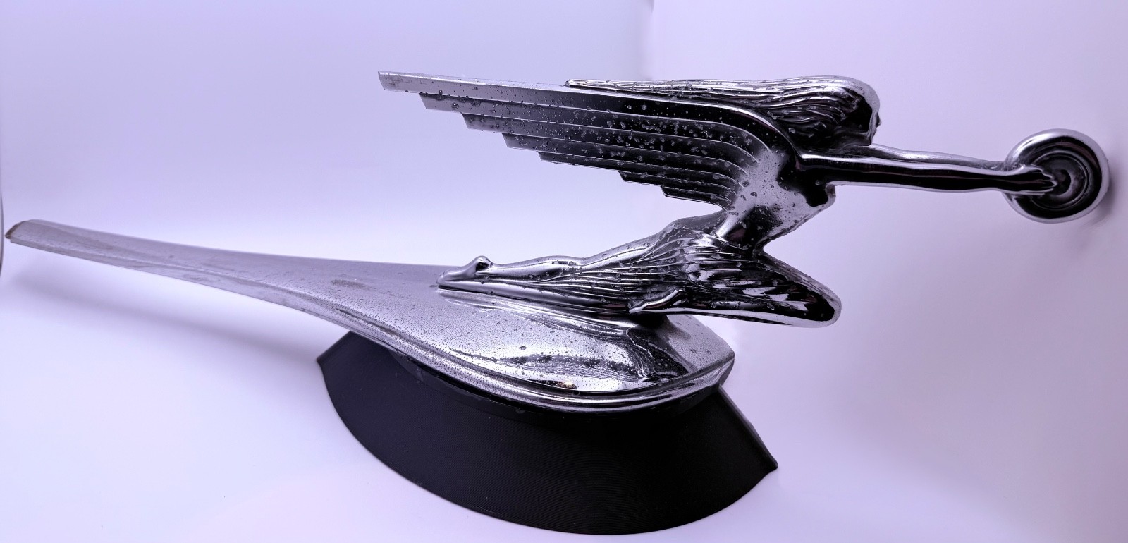 1937-1939 Packard Goddess of Speed Hood Ornament w/ original base