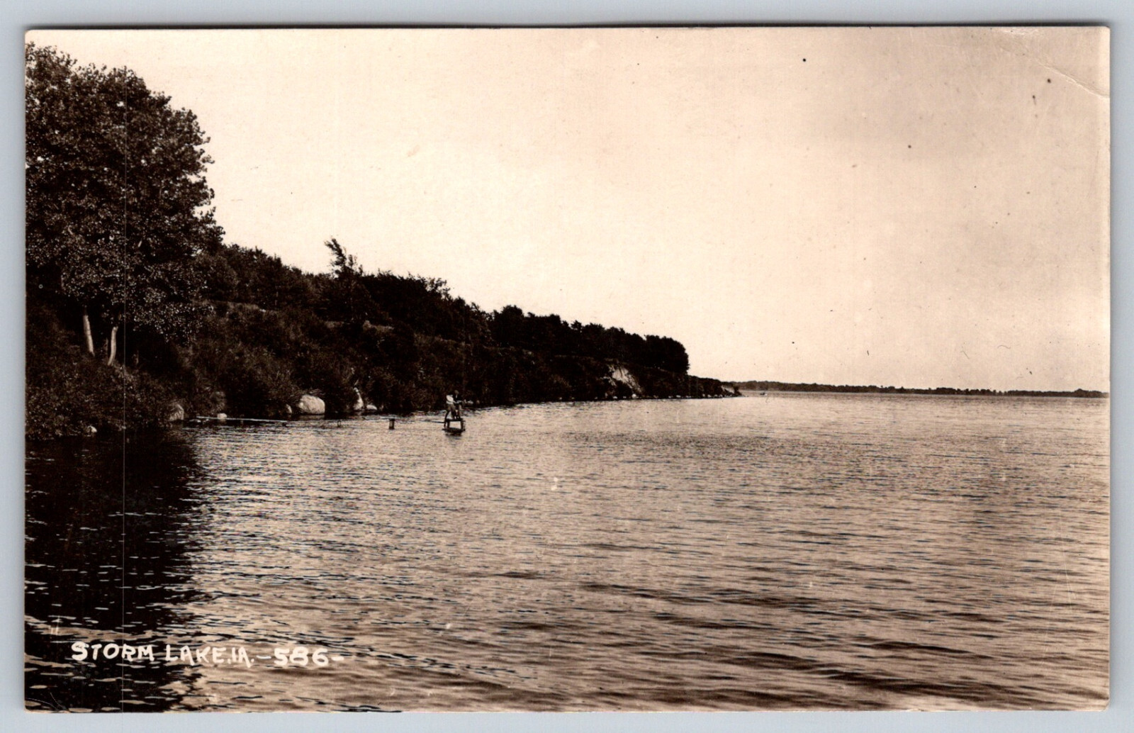 Vintage Storm Lake Iowa Scenic View Postcard Real Photo RPPC