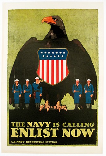 Original 1931 Navy Recruiting Poster - The Navy Is Calling Enlist Now