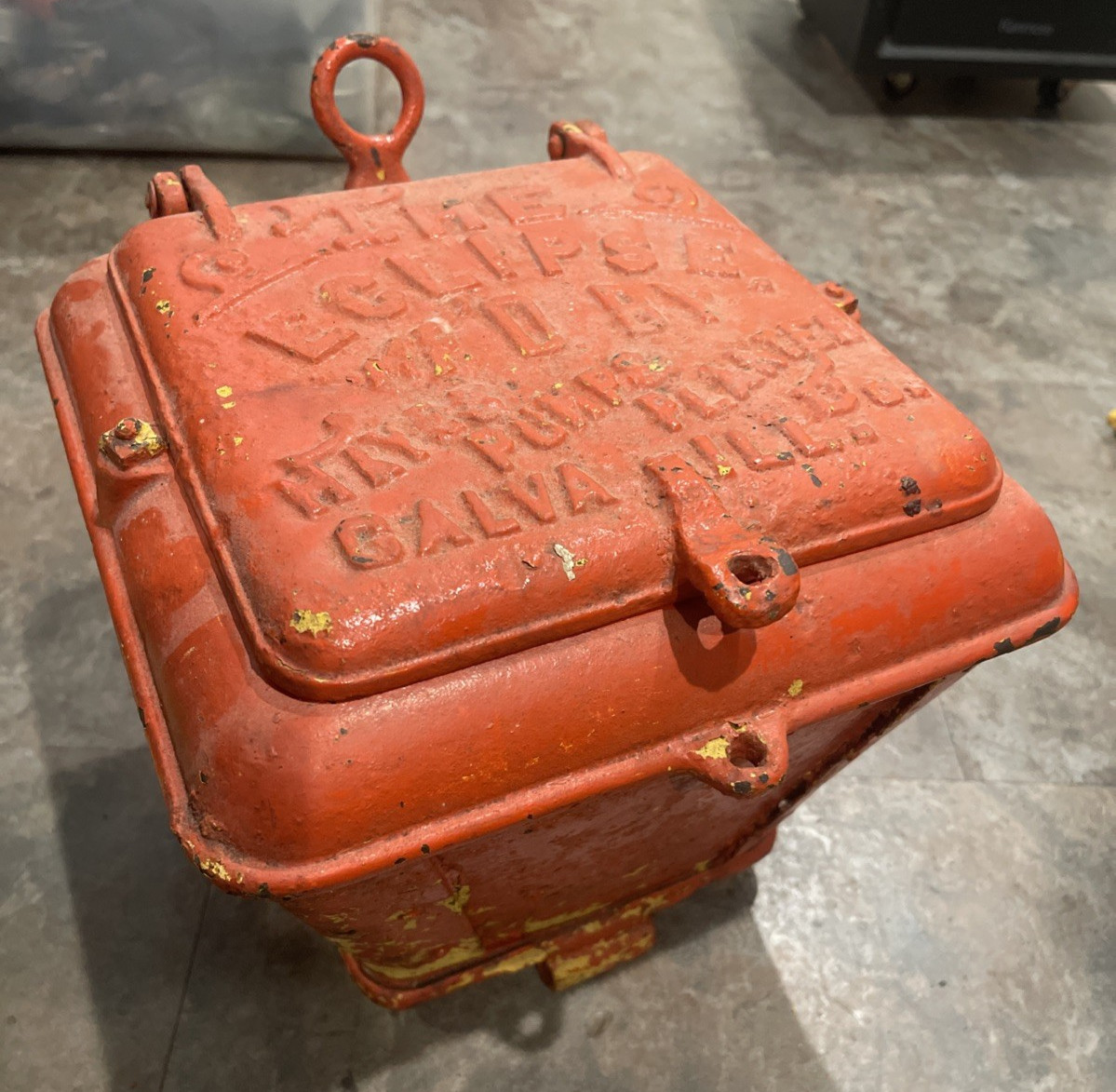 RARE 1890's Eclipse Cast‑Iron Seed Hopper – Hayes Pump & Planter Co. Galva IL