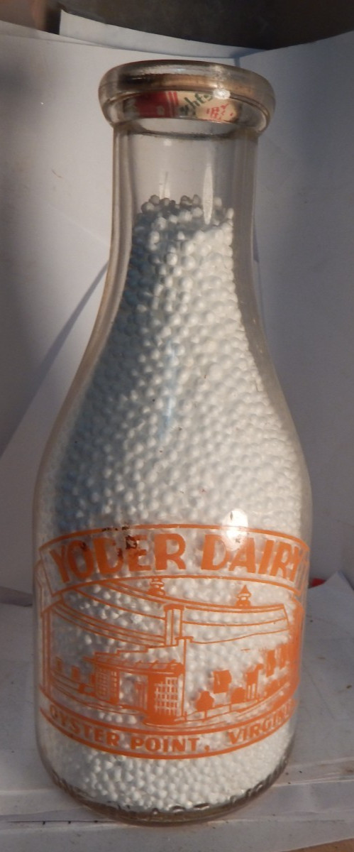 vintage qt pyro milk bottle-Yoder Dairy Oyster Point, Virginia pic dairy  baby