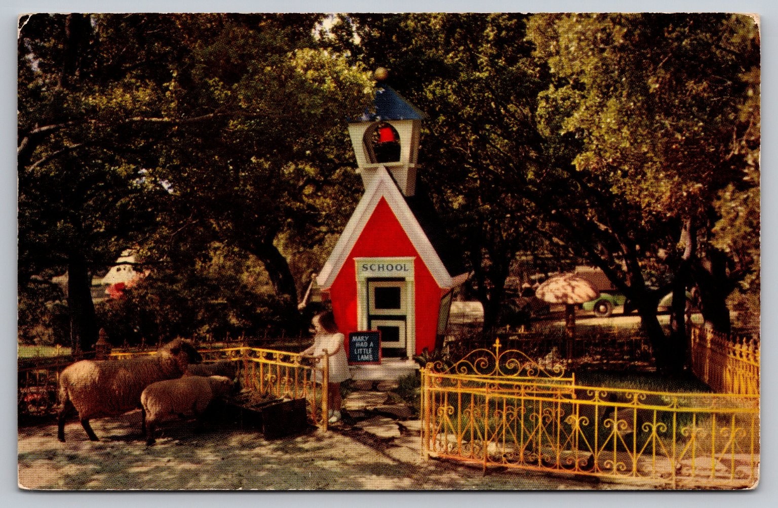 1955 Children's Fairyland Oakland CA Mary Had A Little Lamb Postcard