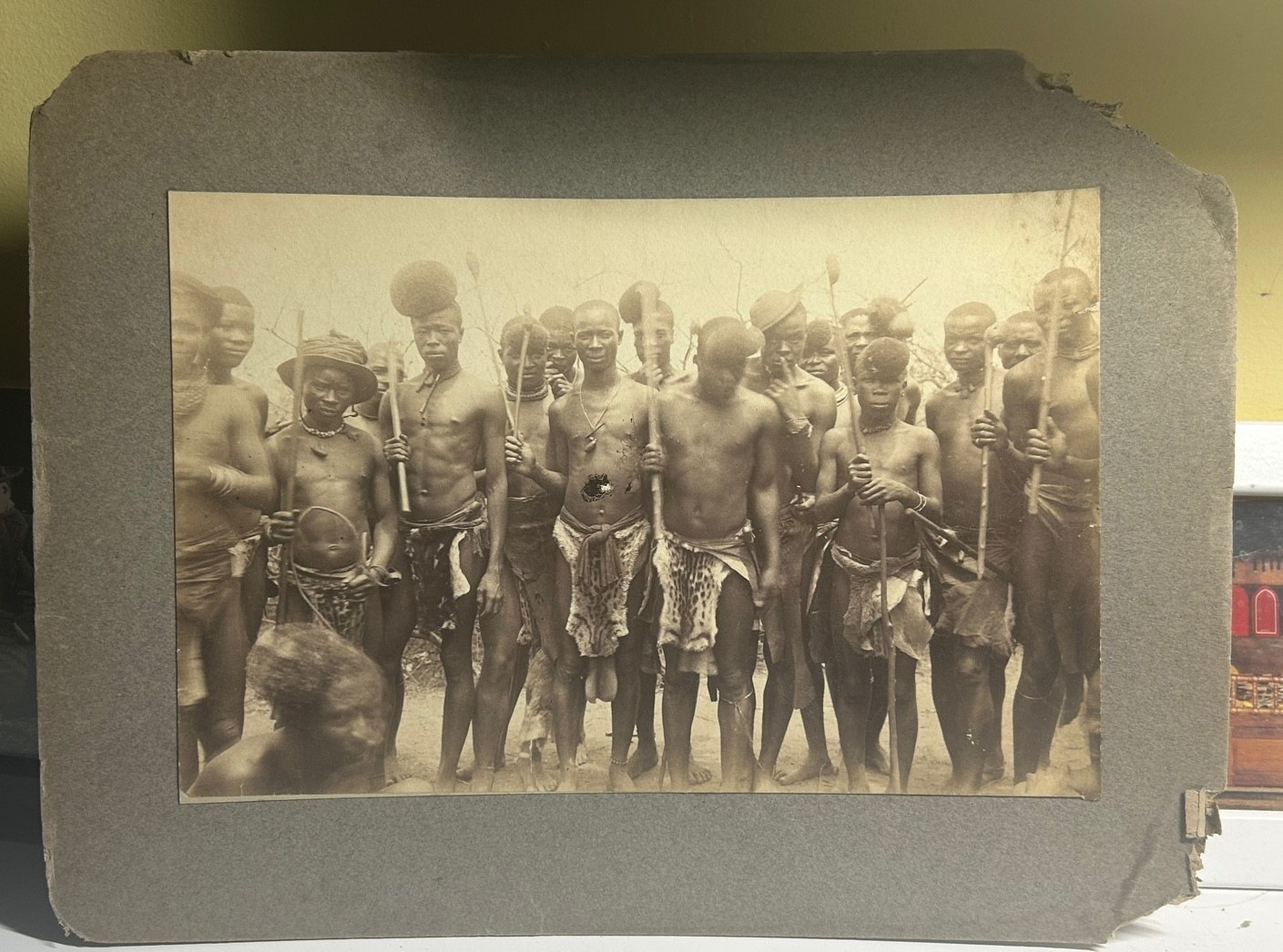 c.1880–1905 African Ethnographic Albumen Photograph Warriors Spears Shields
