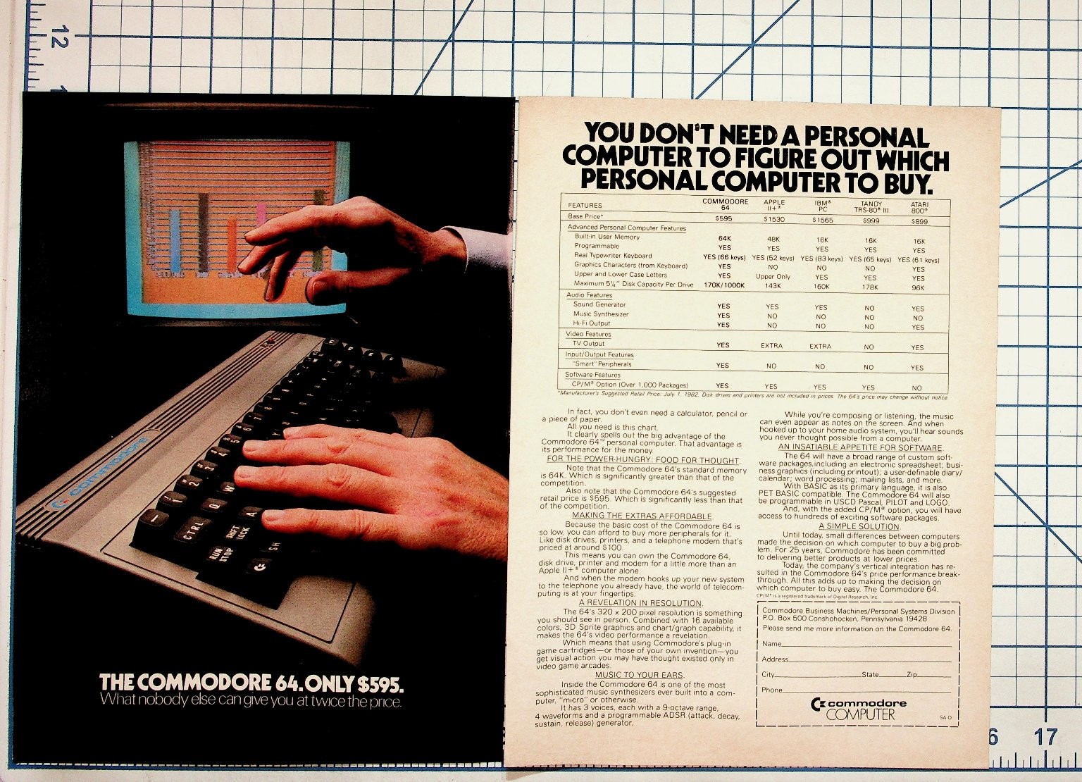 1982 Commodore 64 Computer Vintage Magazine Ad Print Ephemera