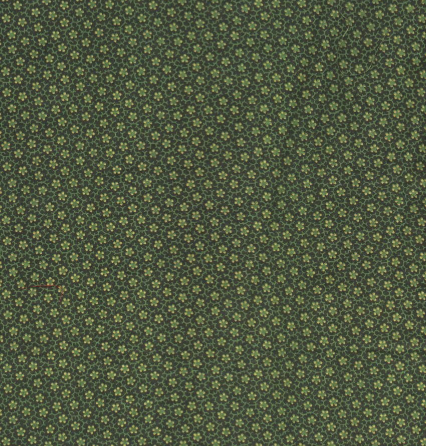 Antique 1860 Pre Civil War Green Floral Fabric