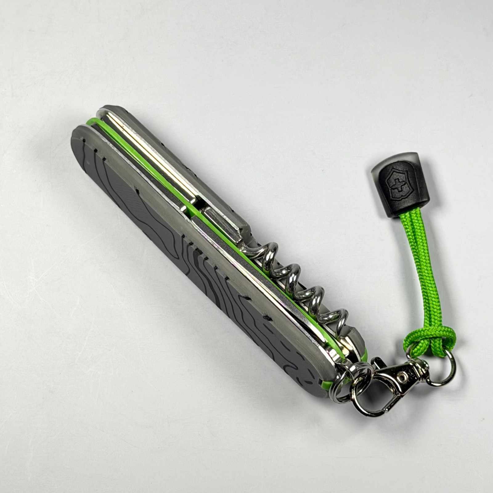 Modified Victorinox Spartan | Topographic Scales | Green G10 Liner | Lanyard