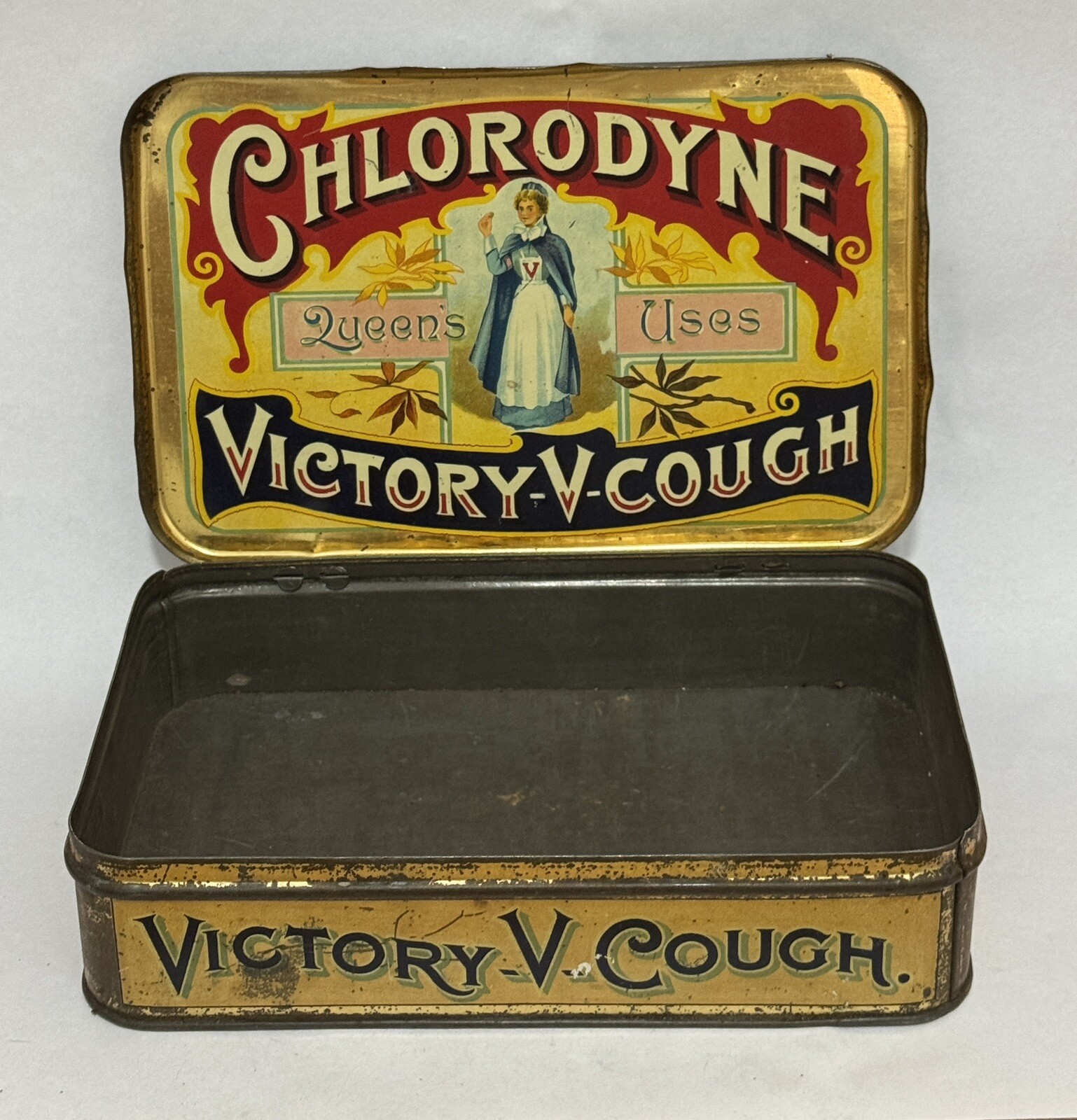 Antique VICTORY CHLORODYNE  Cough Lozenges Grocery Shop Advertising Litho Tin