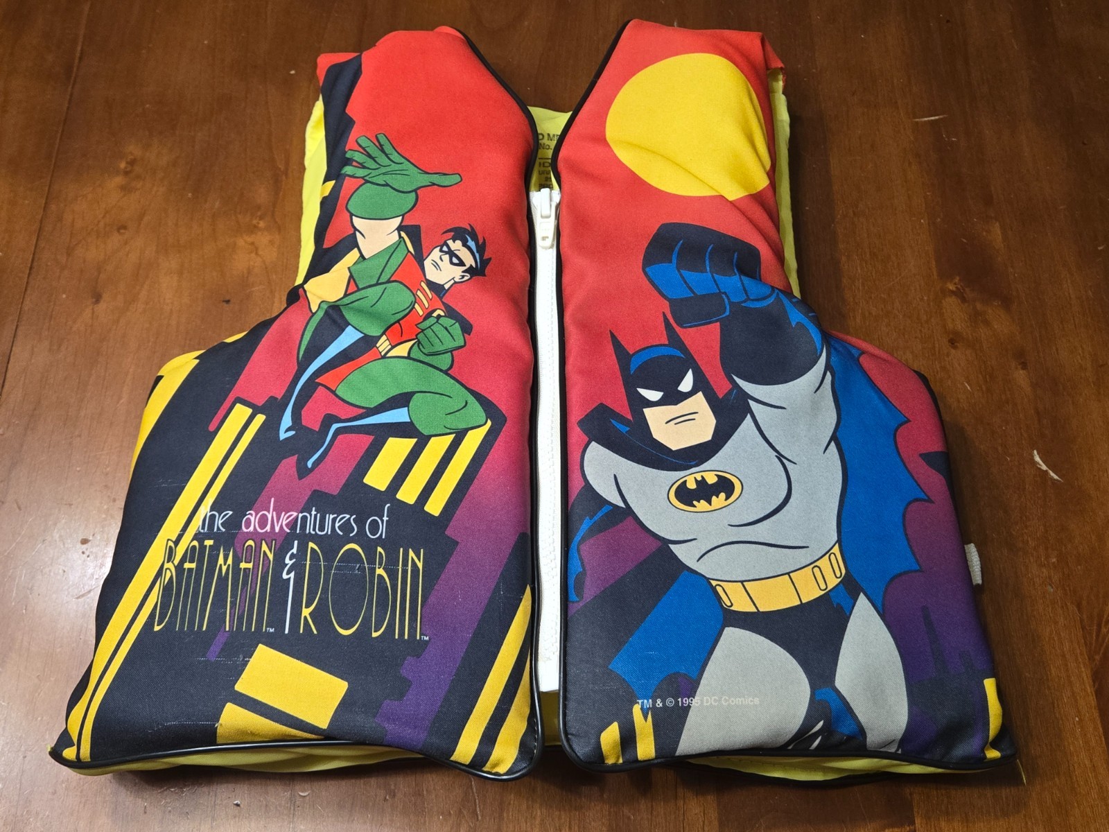 Vintage Adventures of Batman & Robin 1995 DC Comics Kids Life Jacket - Child Med