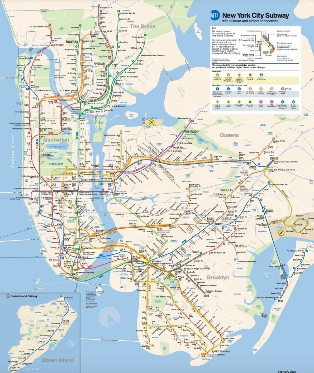 Official MTA NYC New York Subway Train Map 2023 Size 23