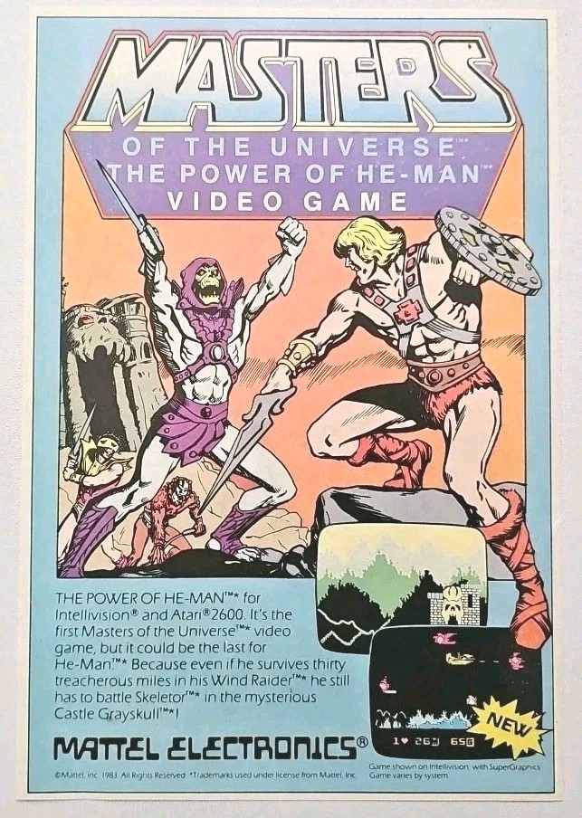 Master Of The Universe He-Man Intellivision Original 1983 Print Ad 6.25\