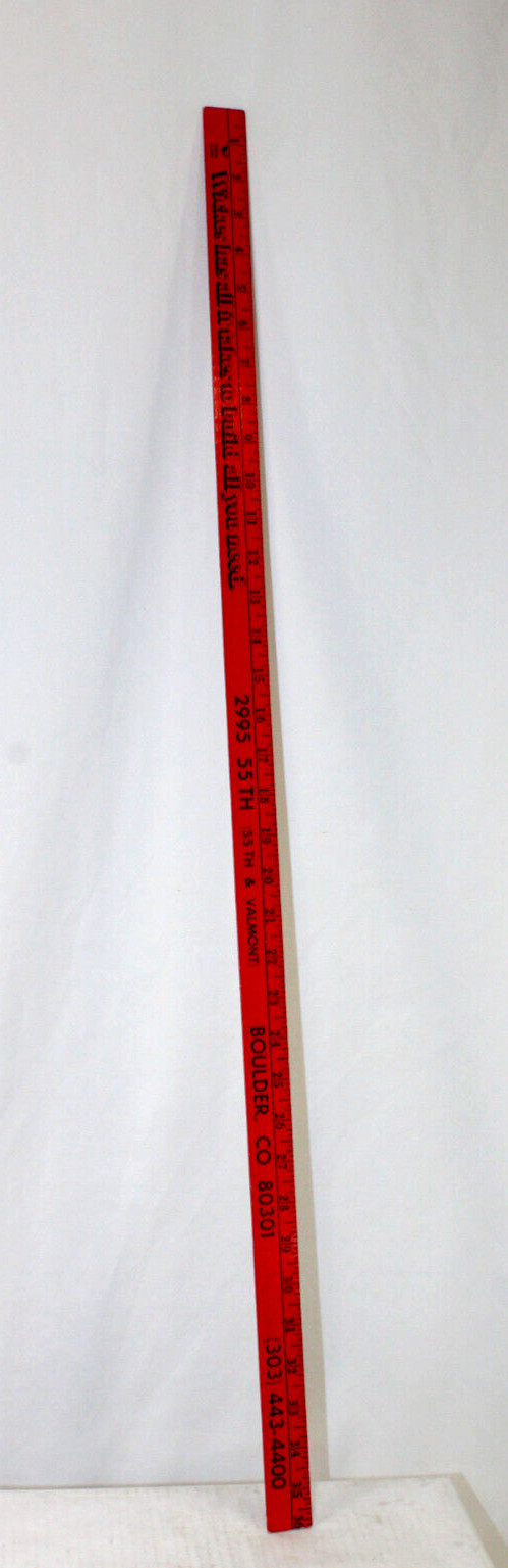 Boulder Colorado Wickes Lumber Yard Stick 2995 55th St Ruler Yard Red Vtg