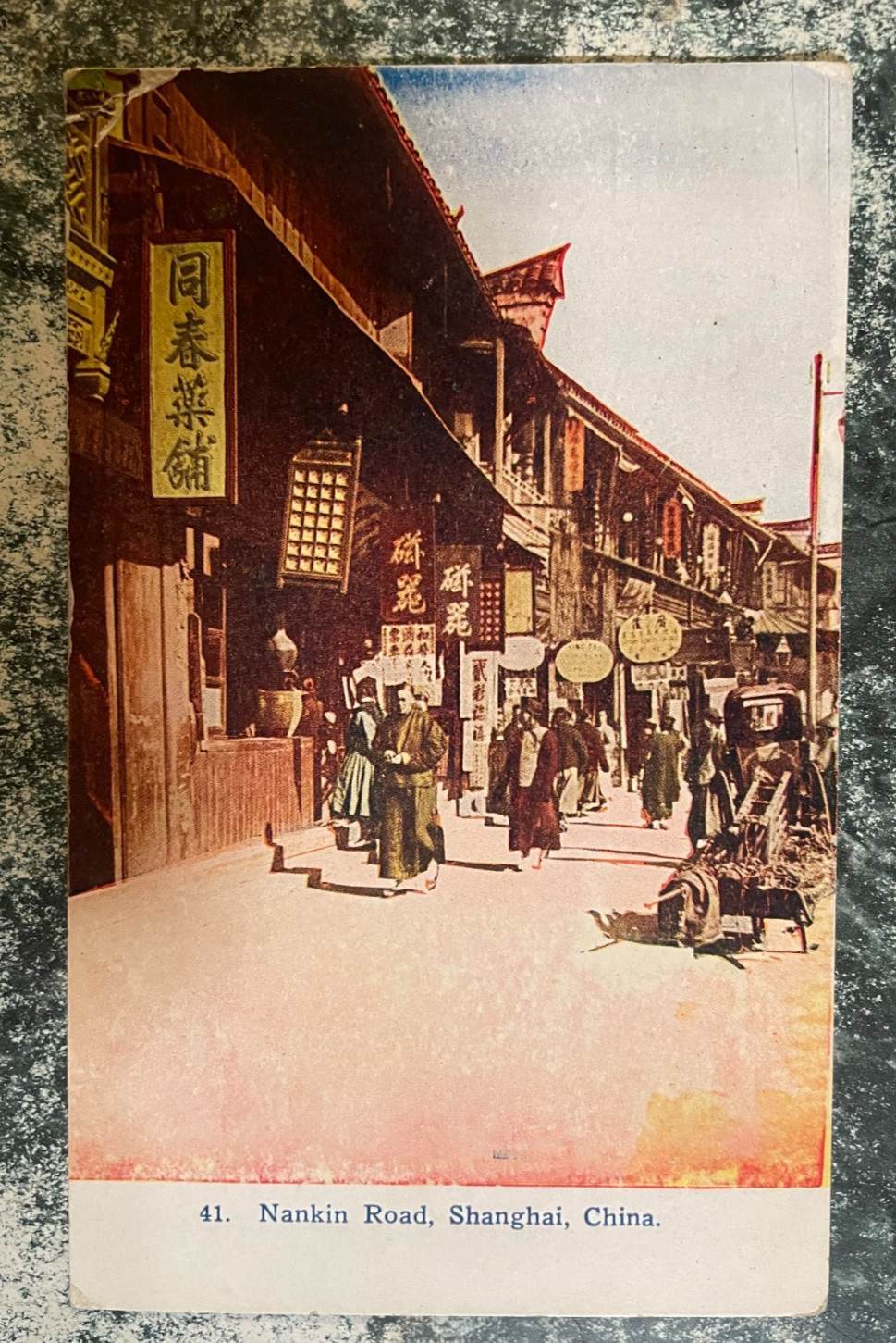Postcard Nankin Road Shanghai China Street Scene postmarked 1910 - very good