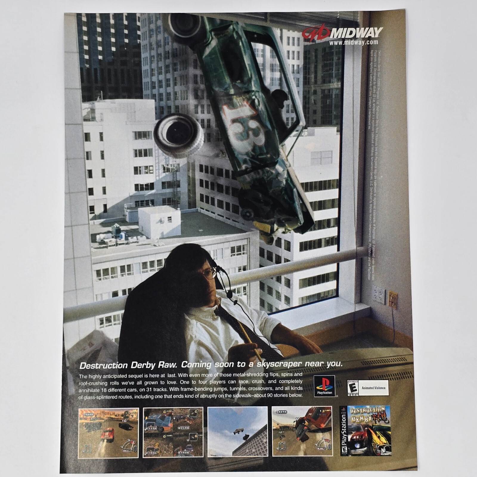 Destruction Derby Raw PlayStation 1 PS1 All Raves Print Ad/Poster Promo Art