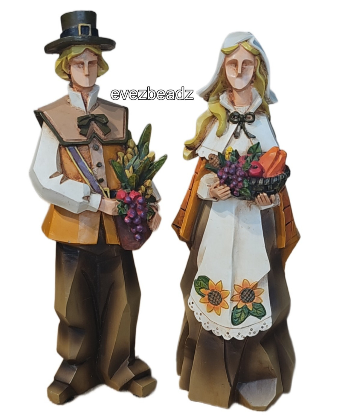 EvezBeadz 1999 Thanksgiving Pilgrim Home Accents Couple 9.5\
