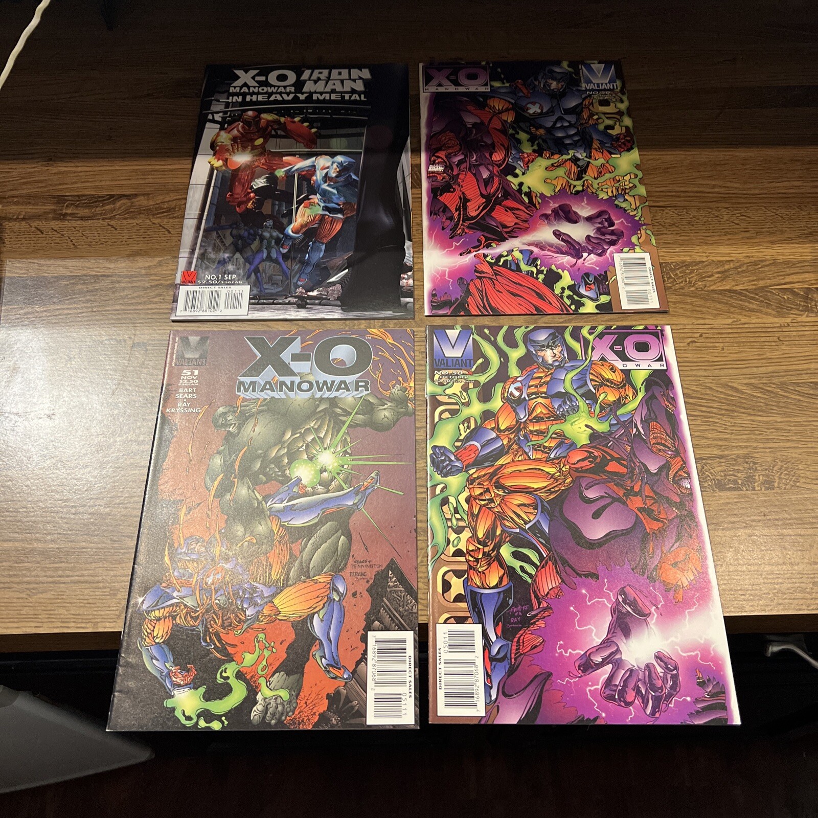 X-O Manowar Lot Of 4 Comics #1 #50-0 #50-x #51 (Valiant Comics)