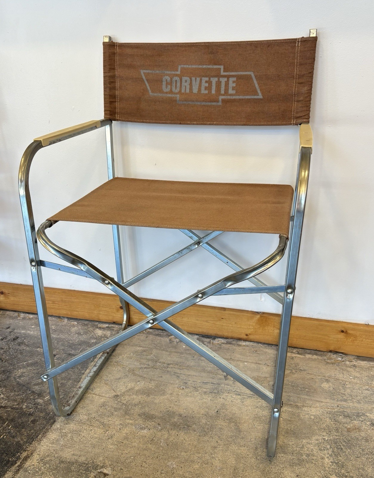 1970s 80s Corvette Directors Chair Brown Vintage Automobile