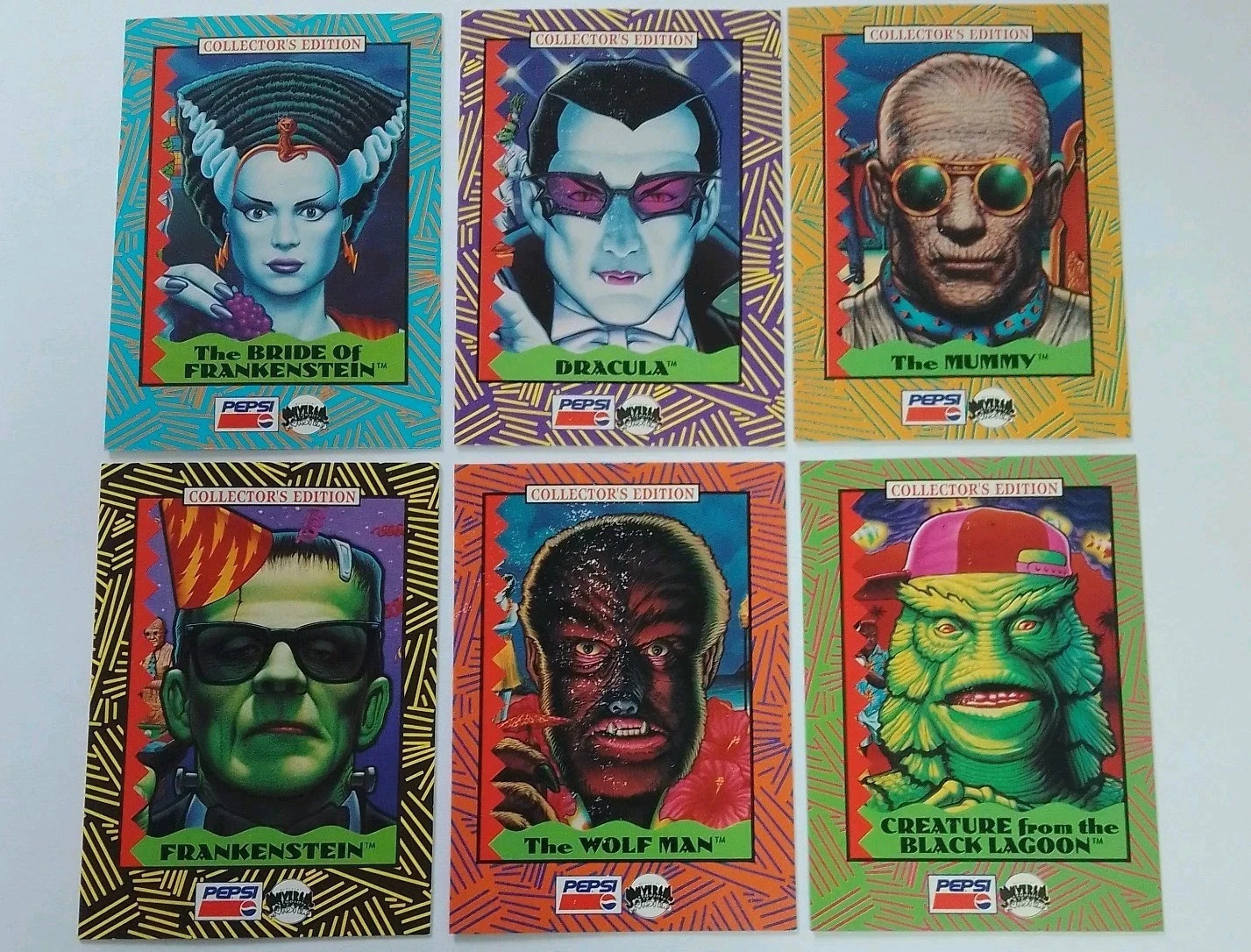 Universal Monster Halloween Party  LTD Edition Sealed 6 Card Set Pepsi 1992