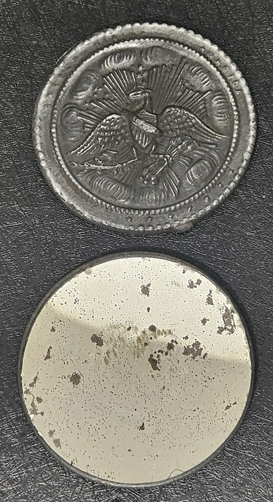 Antique French Pocket Mirror Patriotic American Eagle B.C. A Paris Brevete 19thC