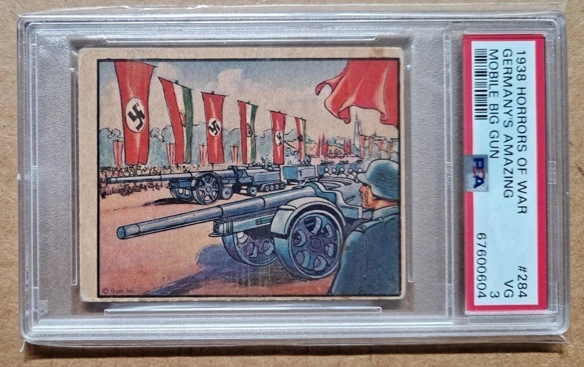 1938 Gum R69 Horrors of War 284 Germany\'s Amazing Mobile Big Gun Sudetens Border