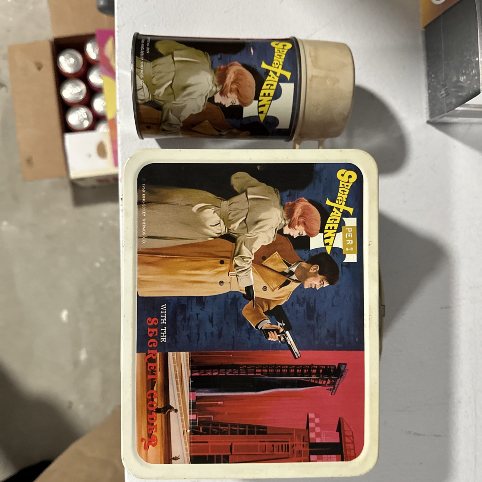 Vintage 1968 Lunch Box And Thermos Secret Agent